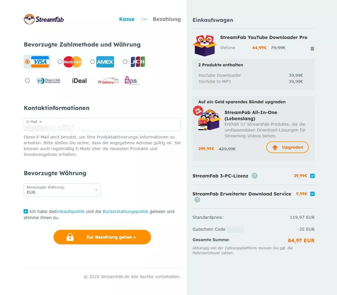 Wie verwendet man StreamFab-Gutscheine?