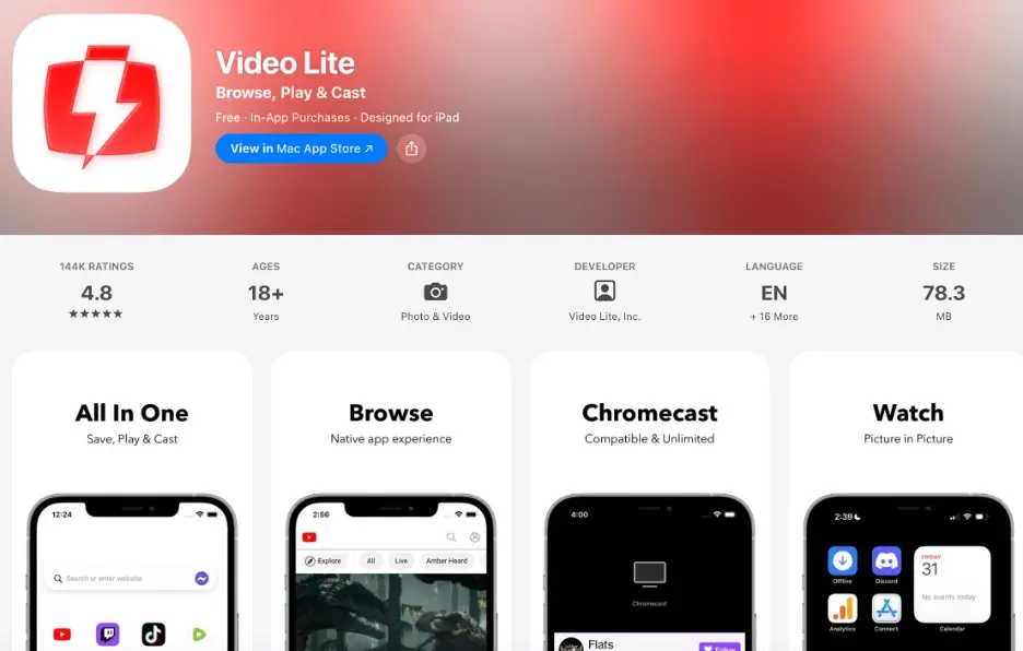 video lite for downloading videos on iphone