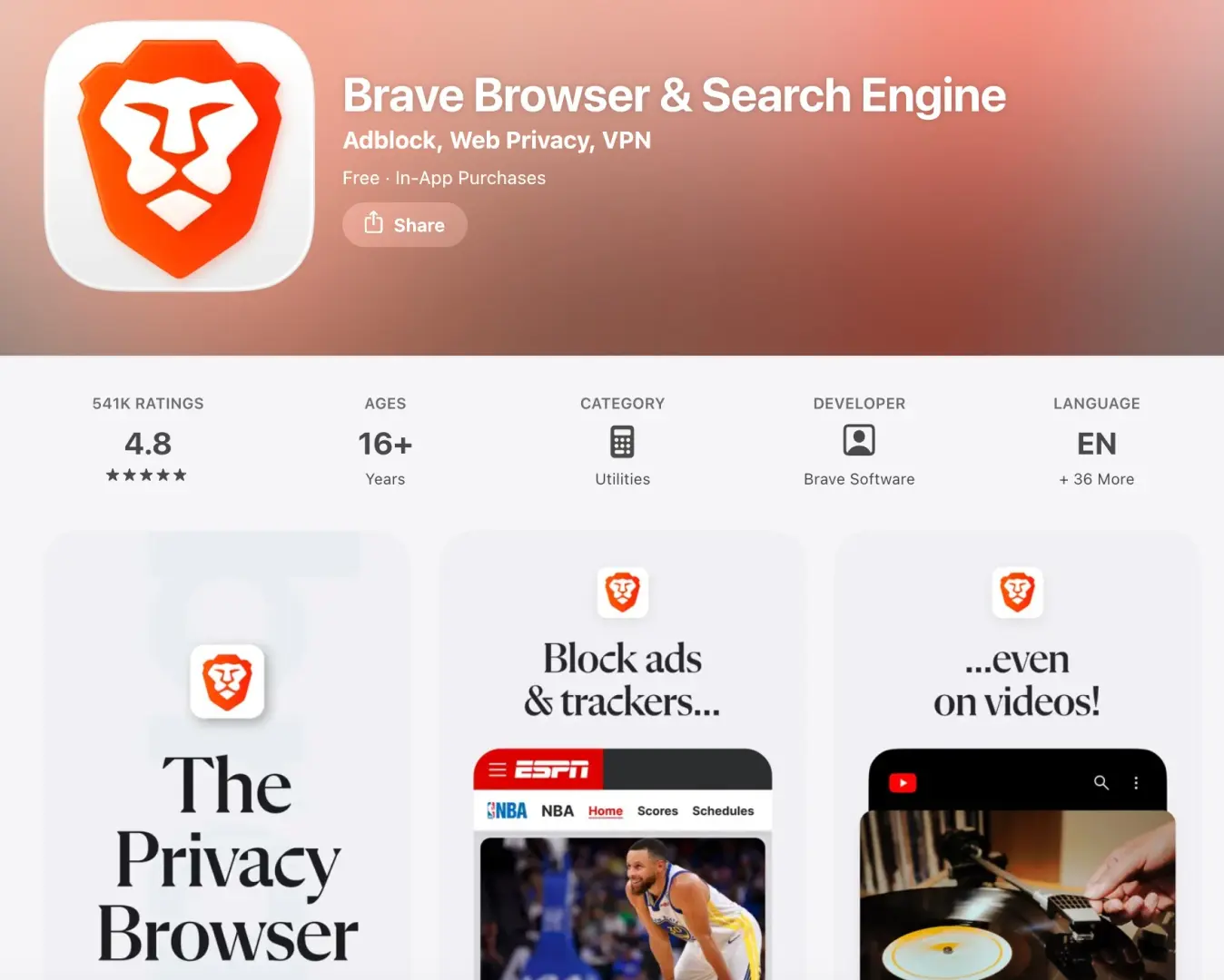 brave browser for iphone users