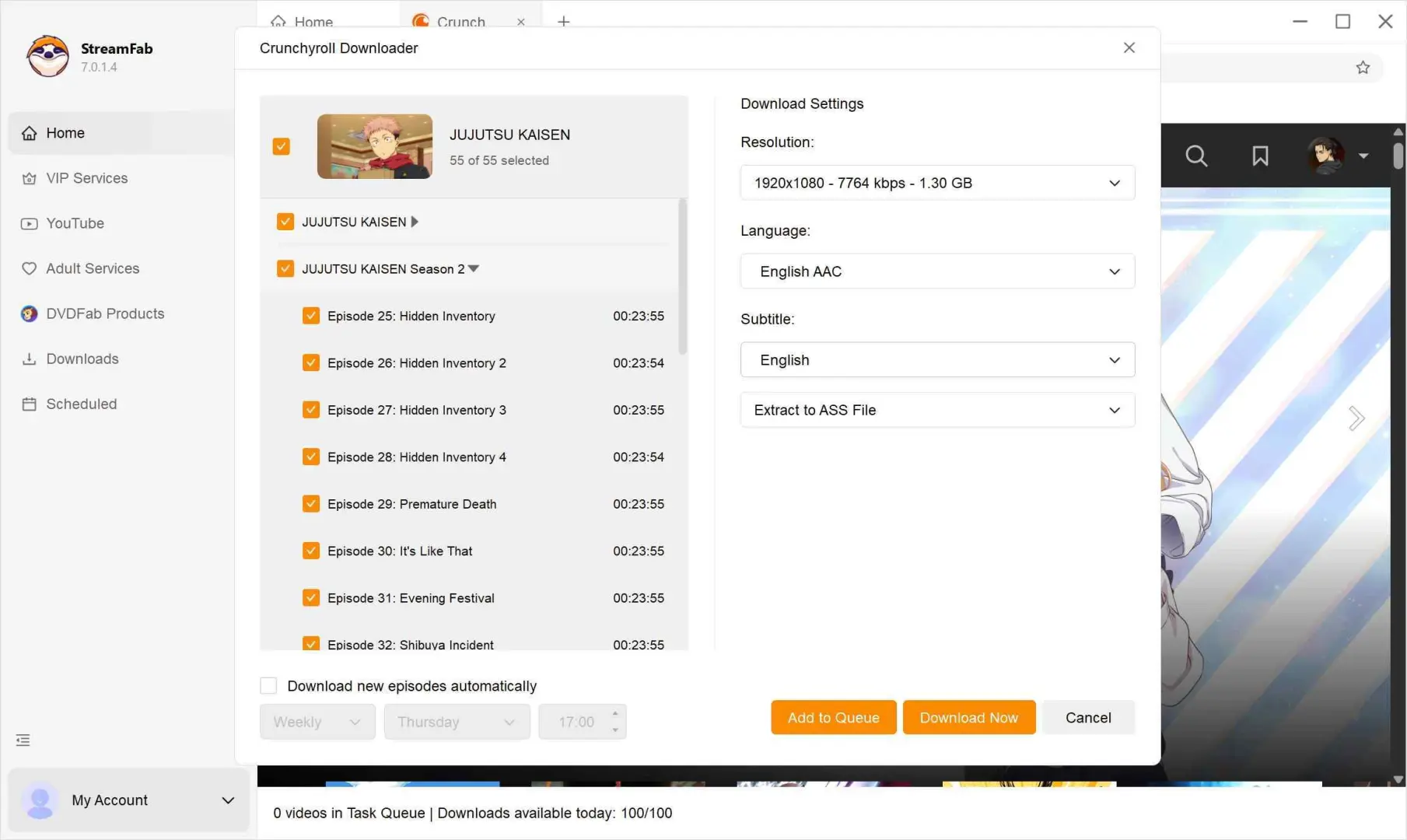 Mit dem StreamFab Crunchyroll Downloader Crunchyroll-Anime herunterladen Schritt 2