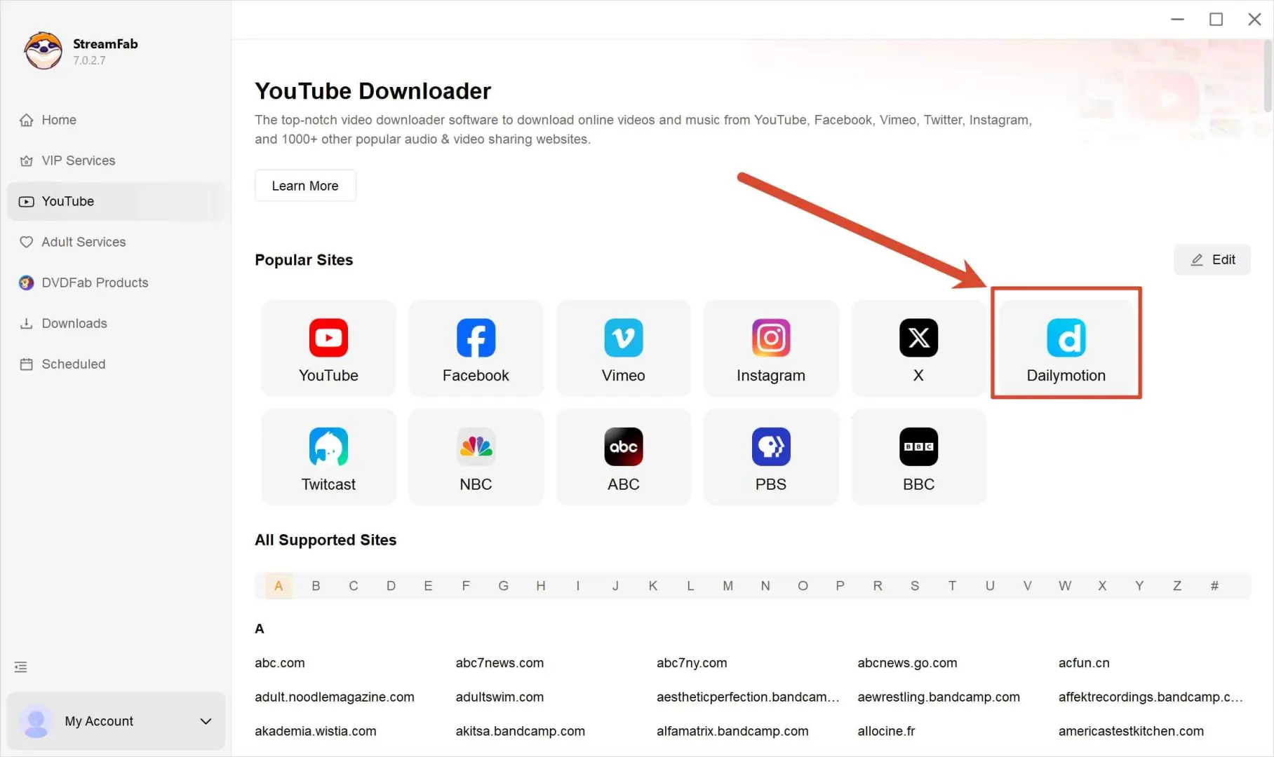 Dailymotion-Videos mit StreamFab herunterladen Schritt 1