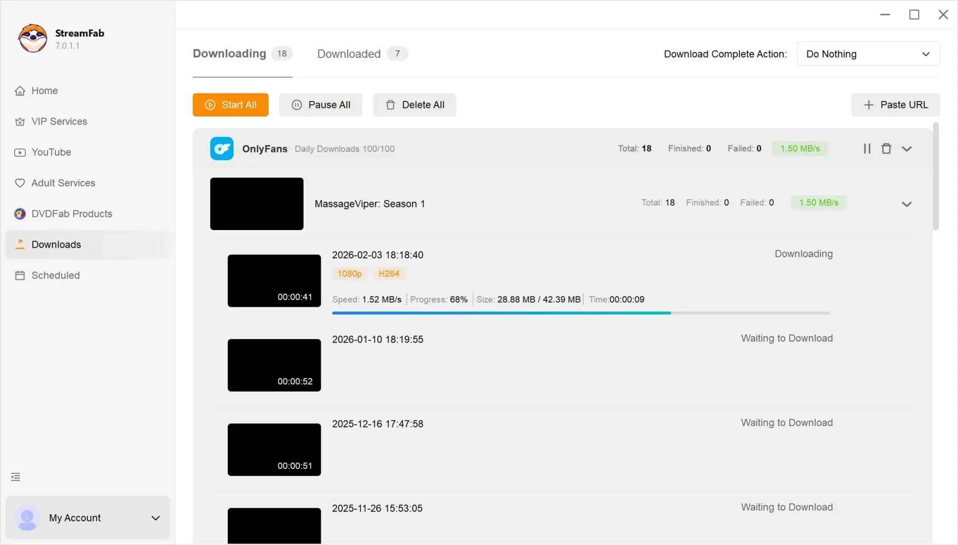 Schritt 3: Klicken Sie auf „Jetzt herunterladen“, um mit dem Download von OnlyFans-Videos auf StreamFab zu beginnen.
