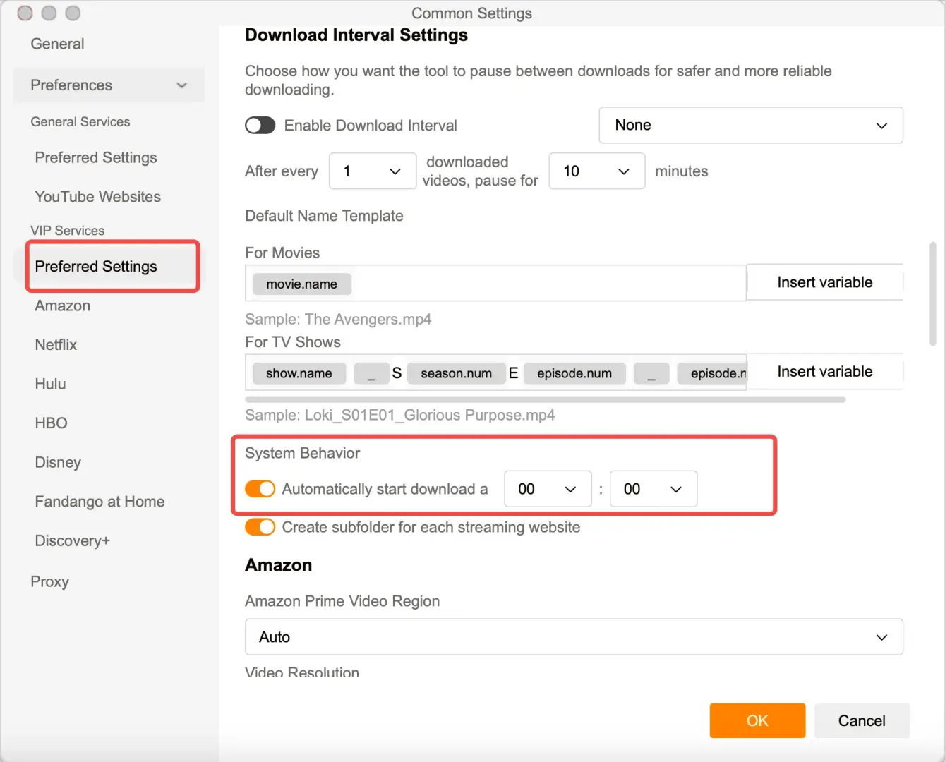 StreamFab-Einstellungen und Download-Manager nach täglichem Limit-Reset