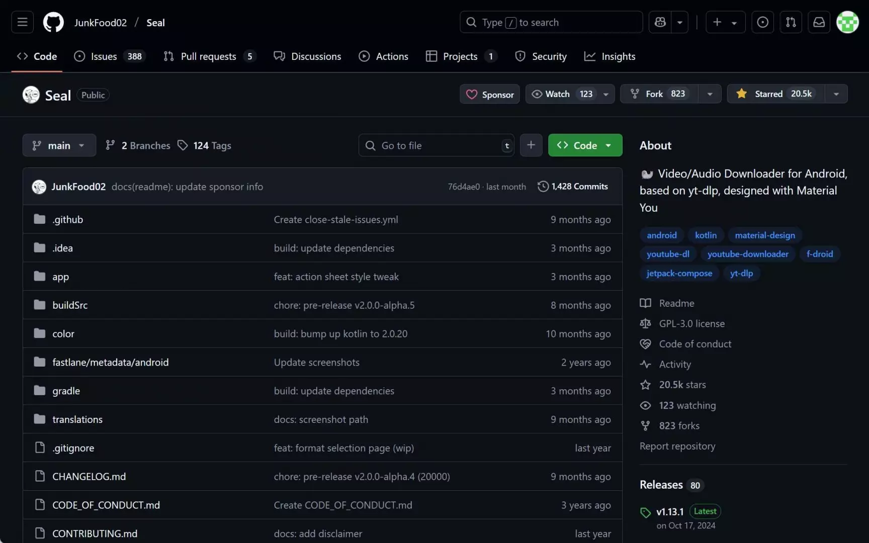Seal Android interface for saving an authorized YouTube video locally