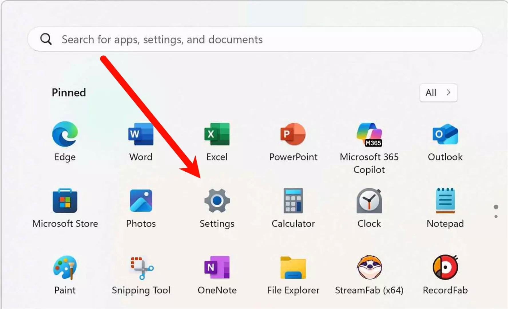Ouvrir les Parametres Windows 11 pour desinstaller StreamFab
