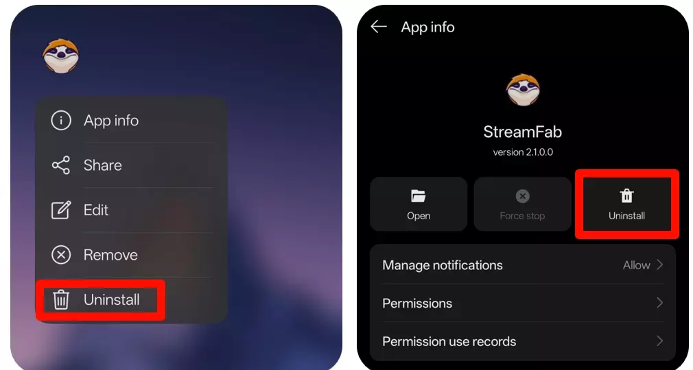 Desinstaller StreamFab depuis Android