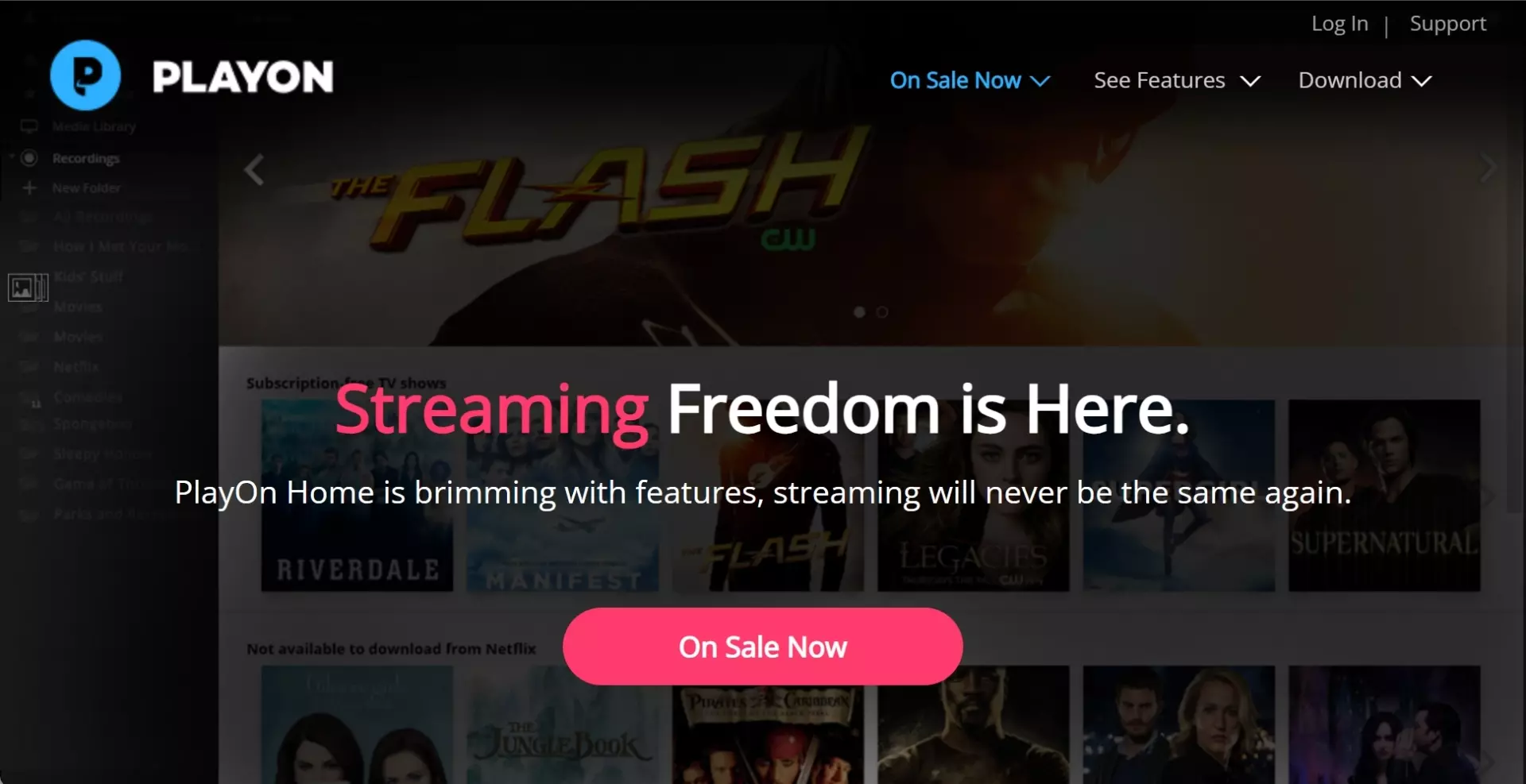 PlayOn DVR workflow recording an authorized Roku Channel stream