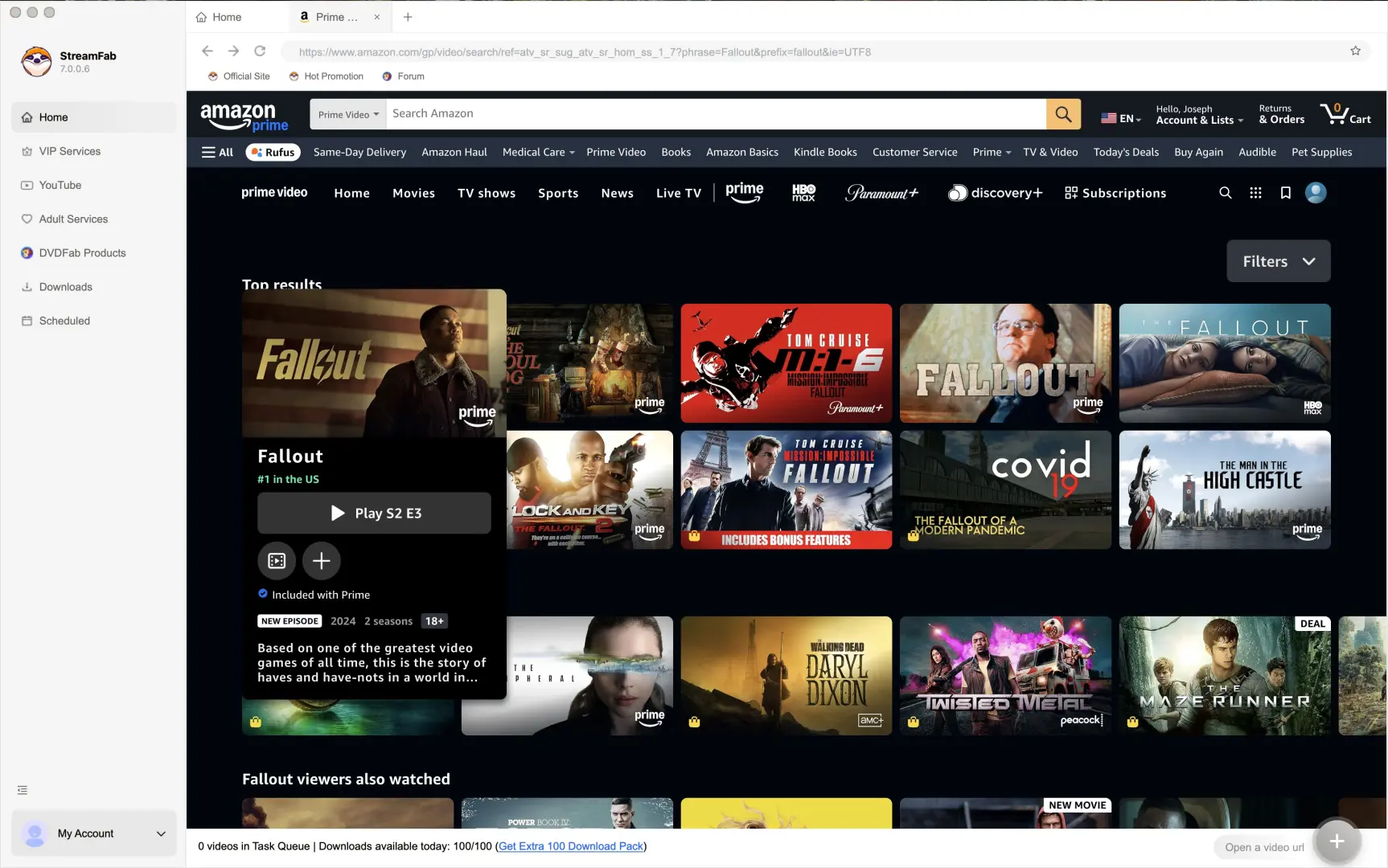 How to download Amazon Prime Video on Mac with StreamFab: step 2
