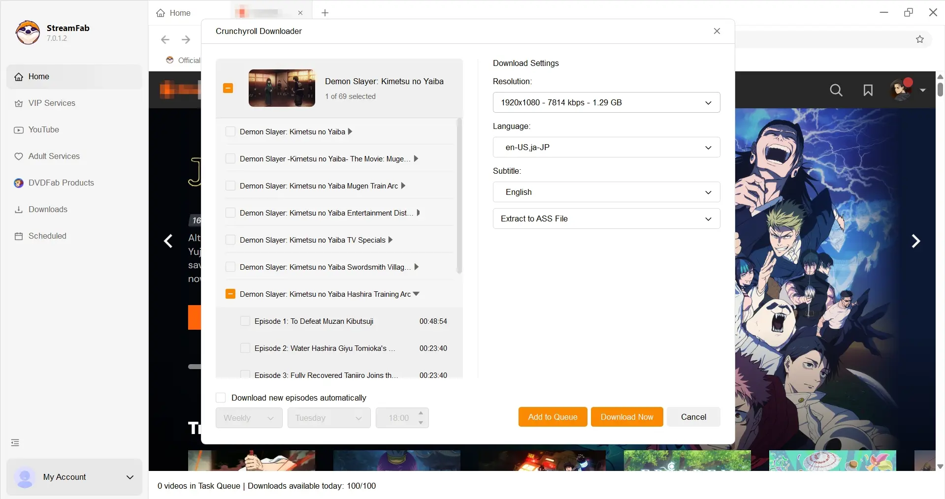How to download Crunchyroll episodes on PC with StreamFab: step 3