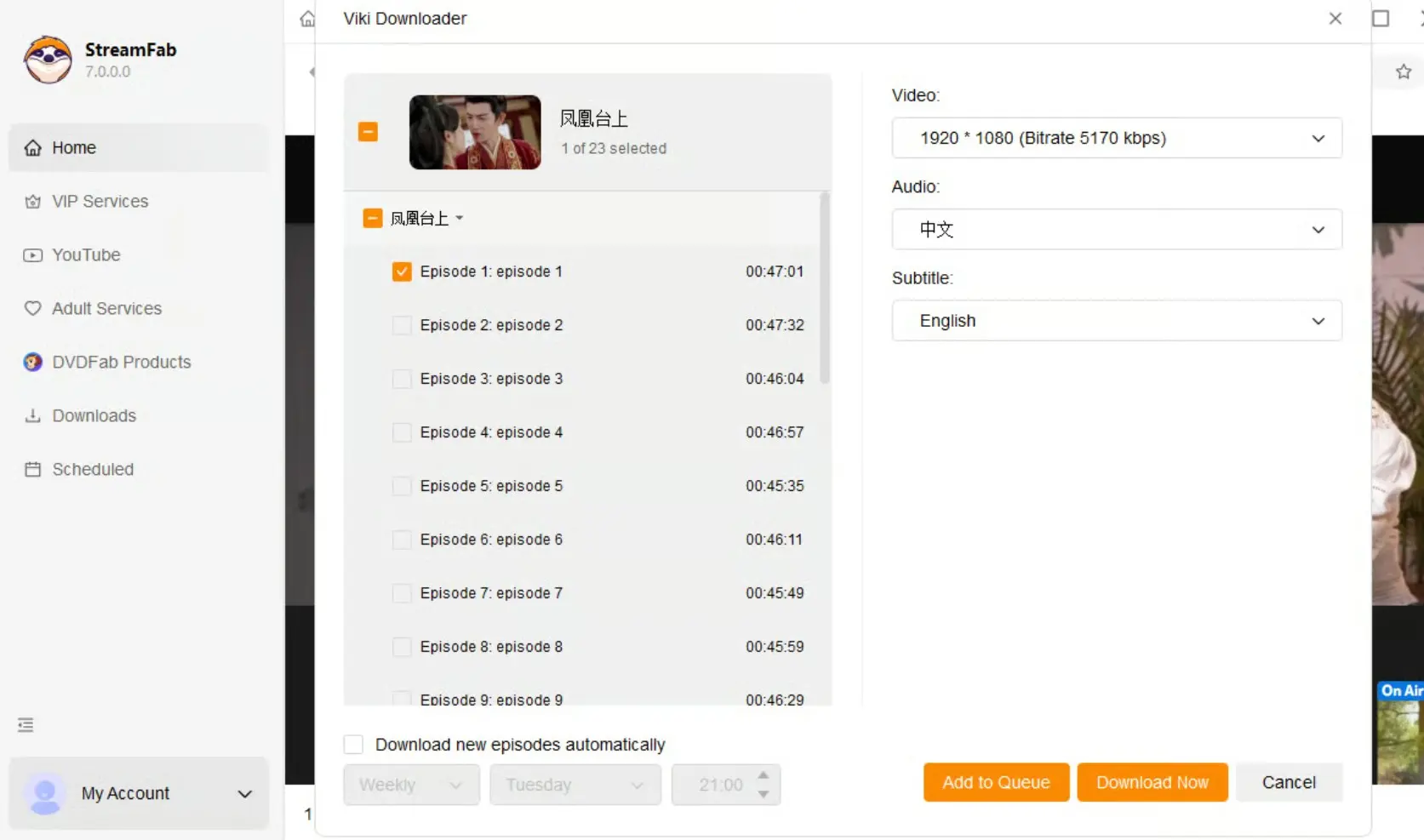 How to download videos from Viki with StreamFab: step 2