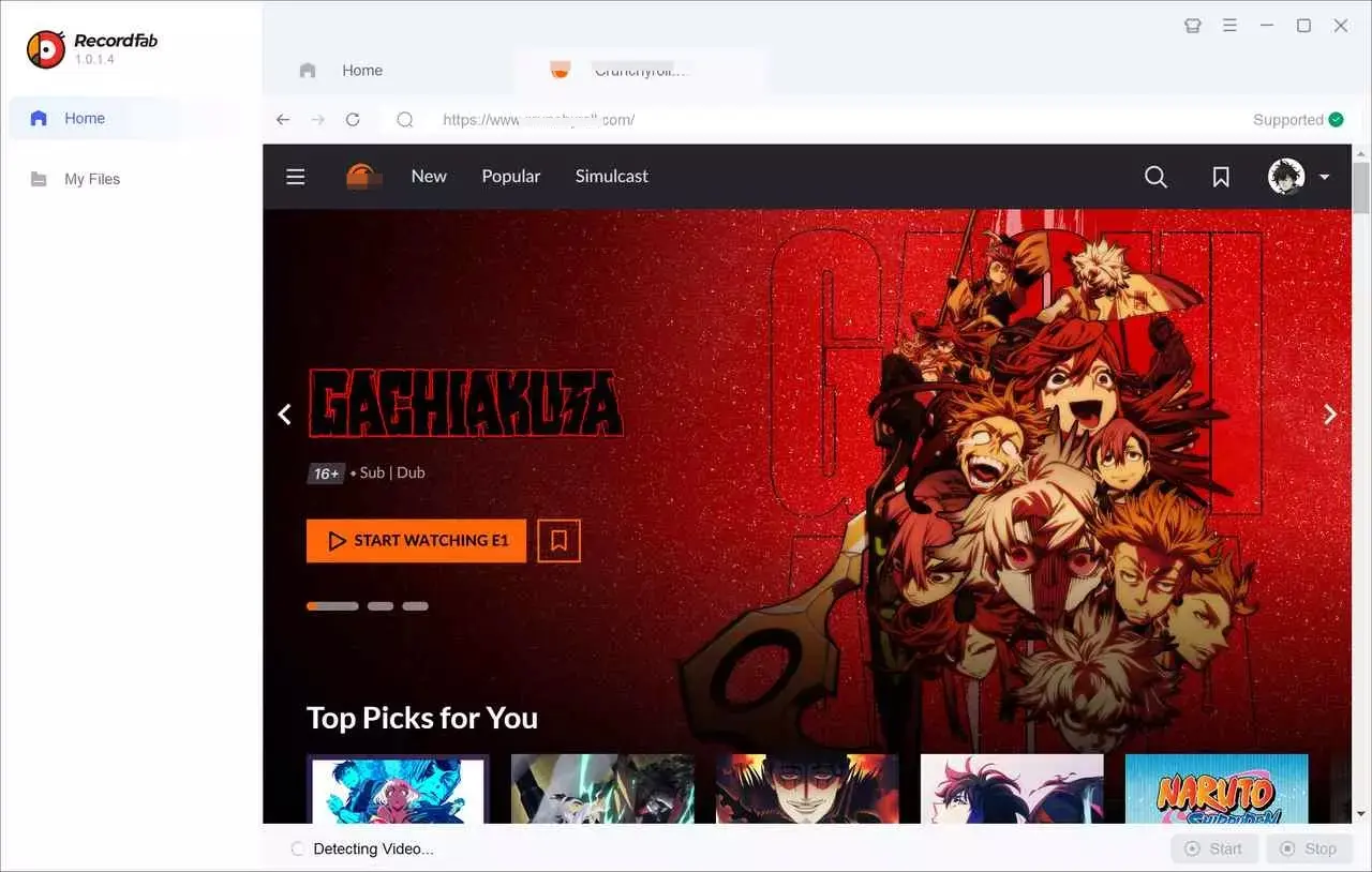 A guide on how to screen record Crunchyroll with RecordFab: step 1