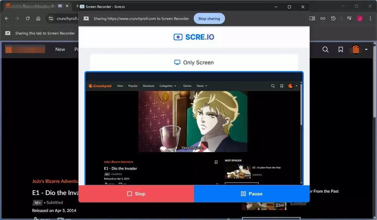 Recording progress in Scre.io