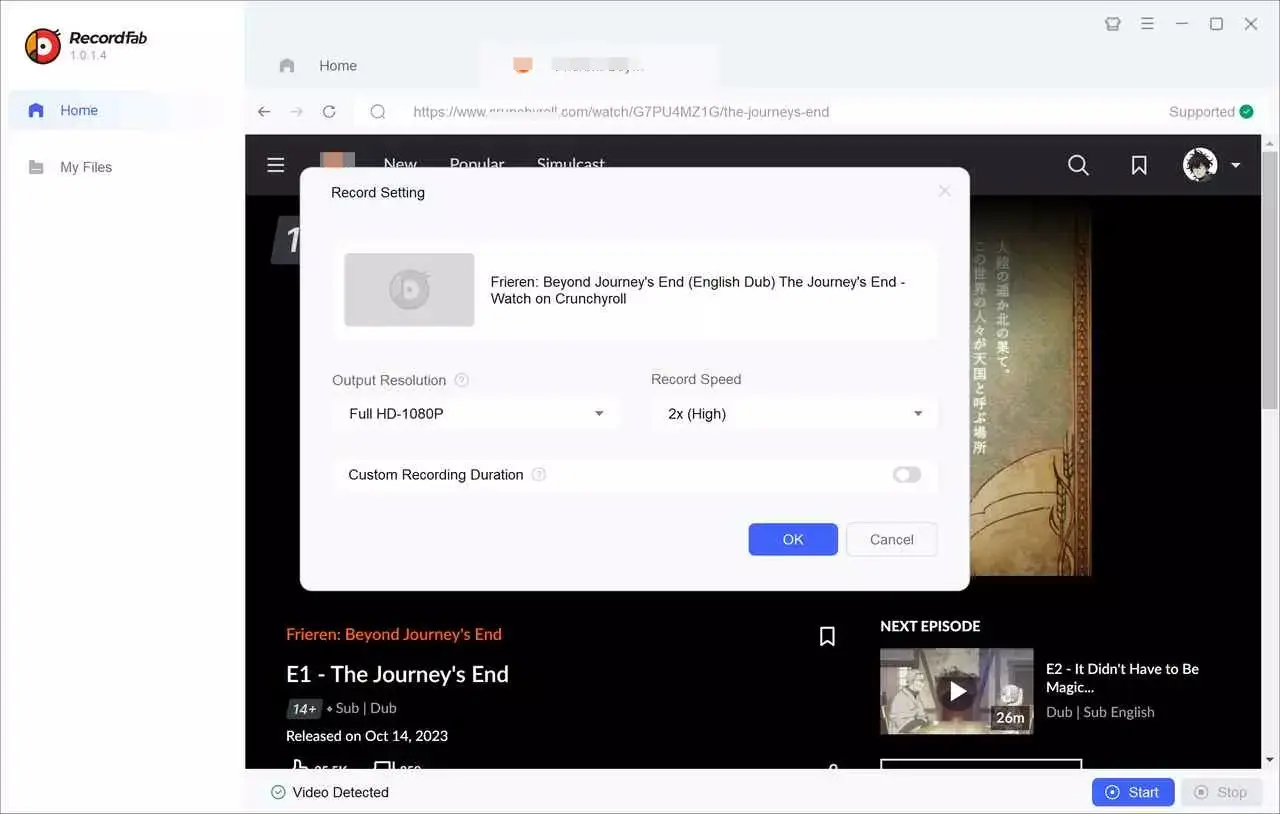 A guide on how to screen record Crunchyroll with RecordFab: step 2