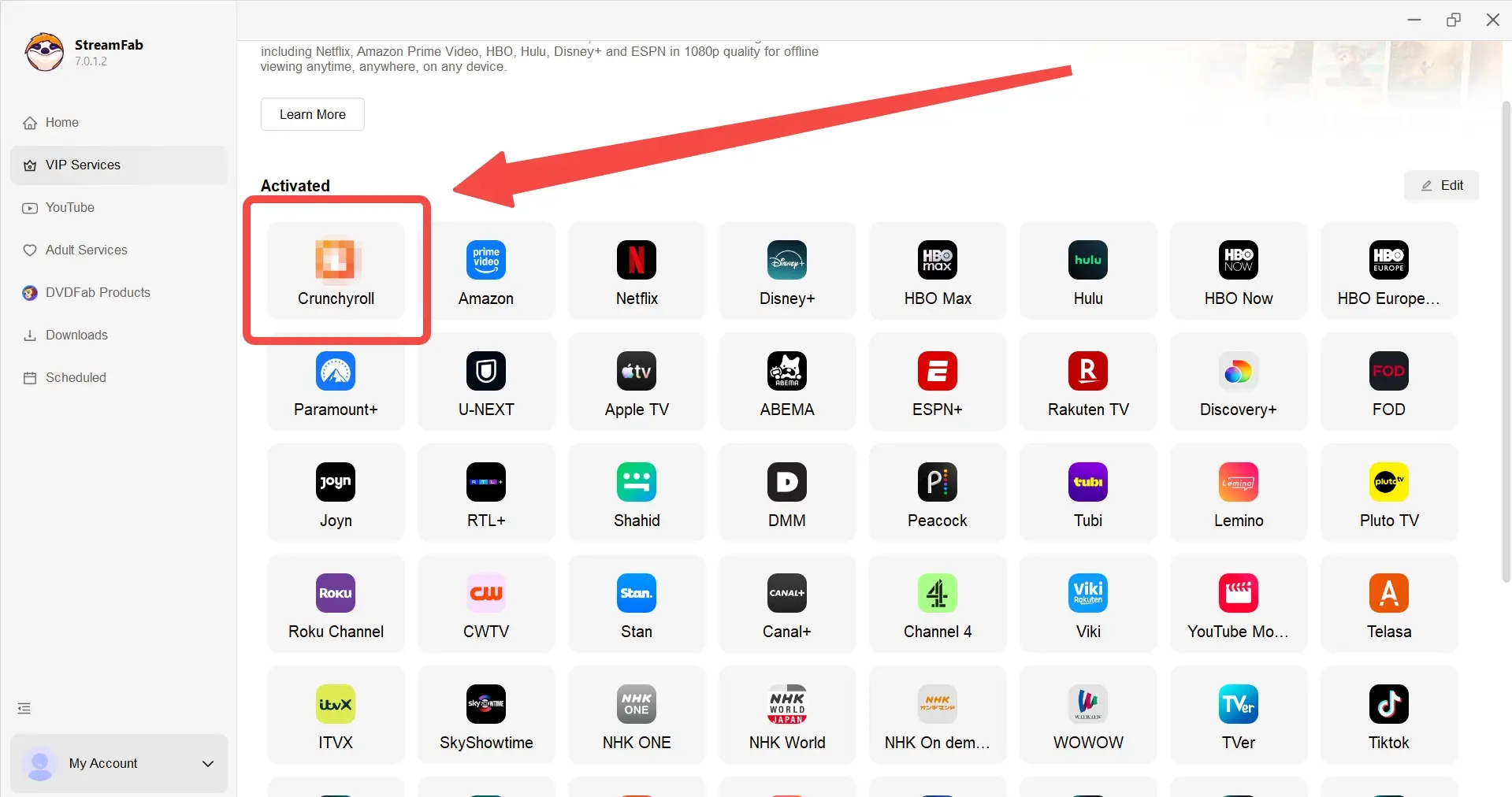 A guide on how to download Crunchyroll episodes with StreamFab: step 2
