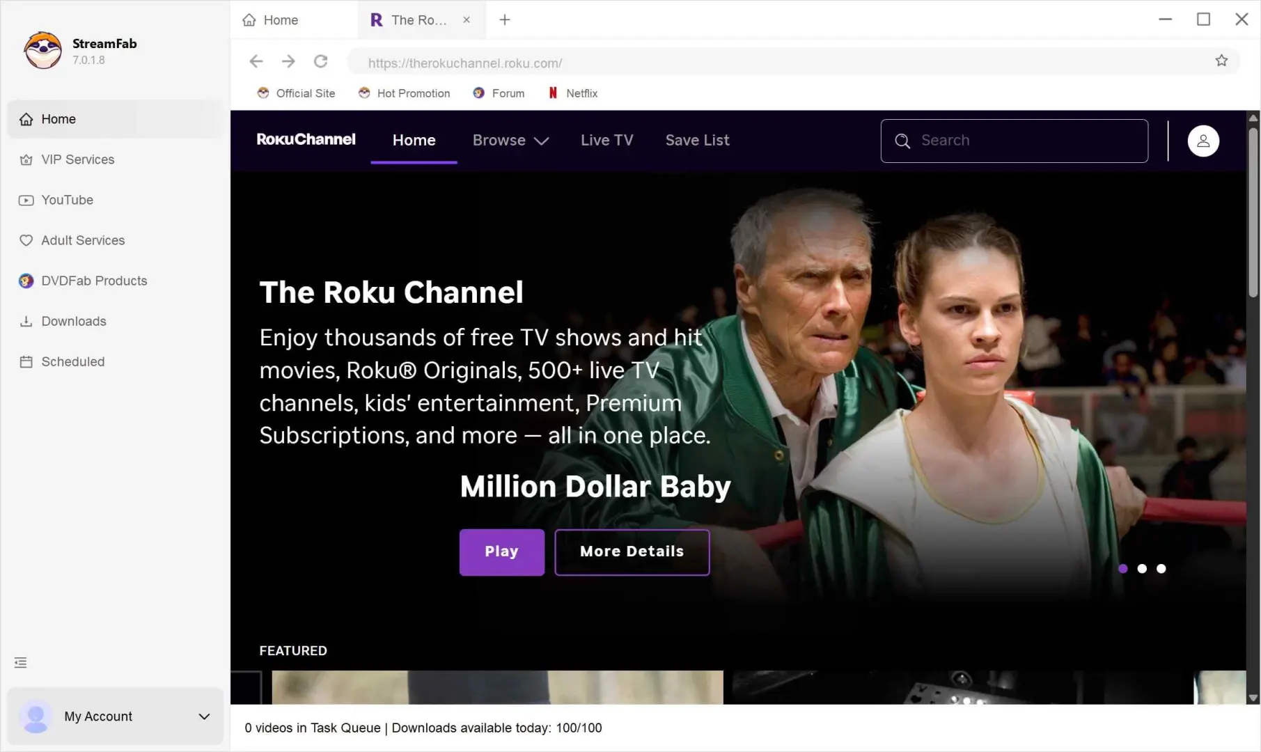 Step-by-step guide to download Roku Channel titles with StreamFab: Step 2