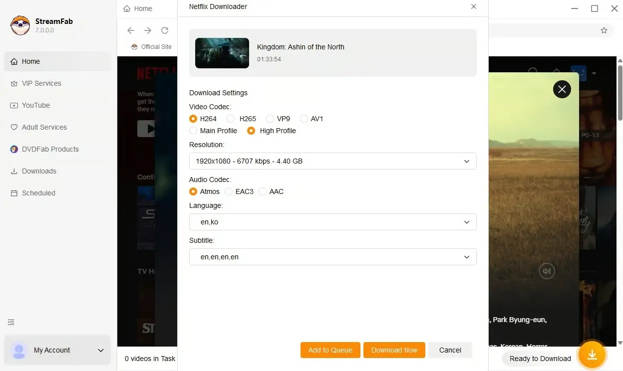 How to save Netflix to MP4 with StreamFab: Step 3