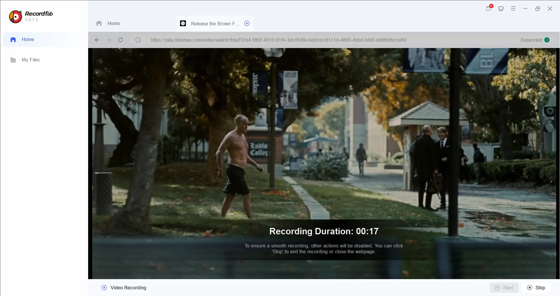RecordFab finished-recording view revealing the exported MP4 or MKV for personal offline viewing