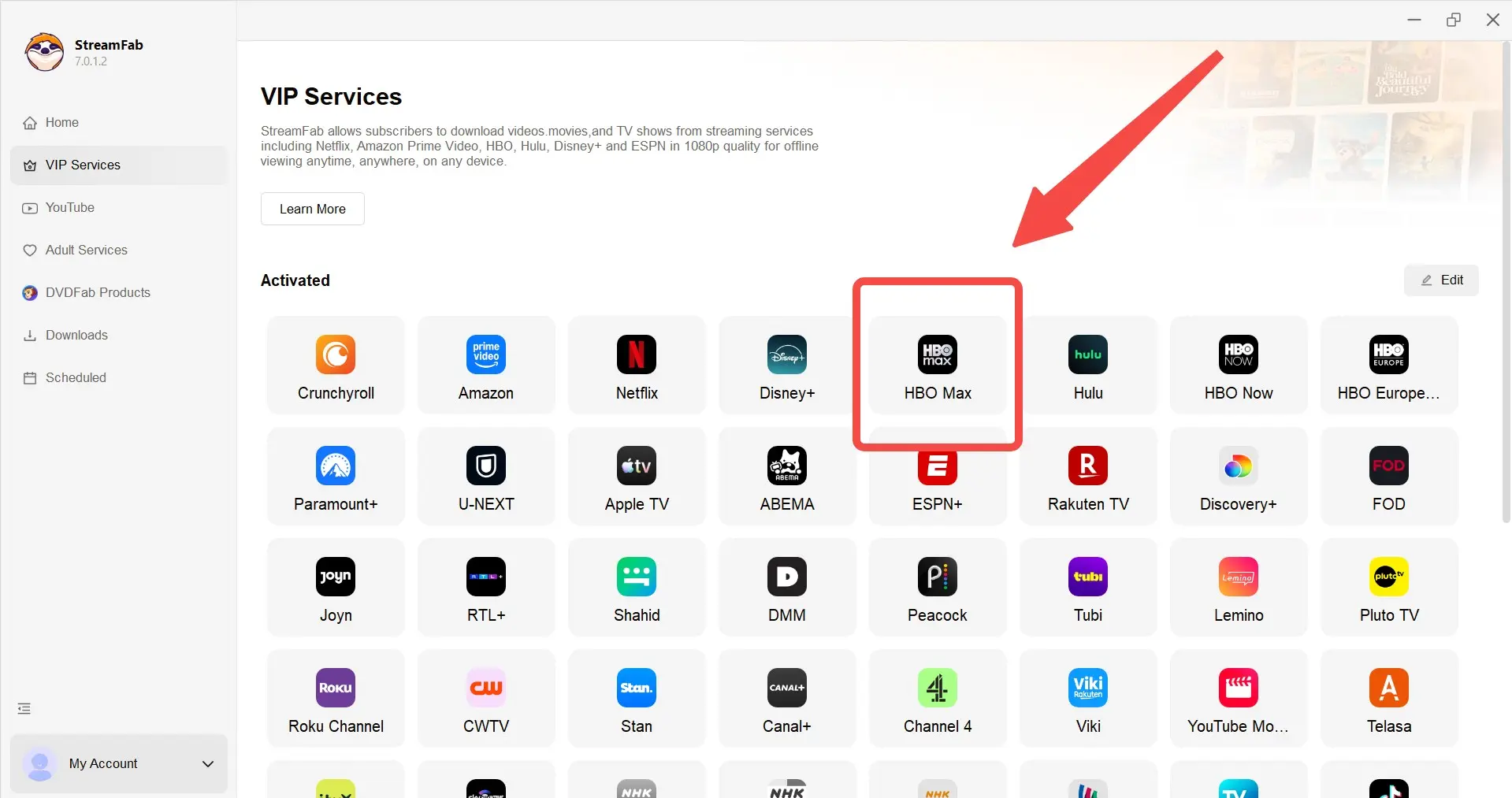 launch streamfab to watch hbo max offline