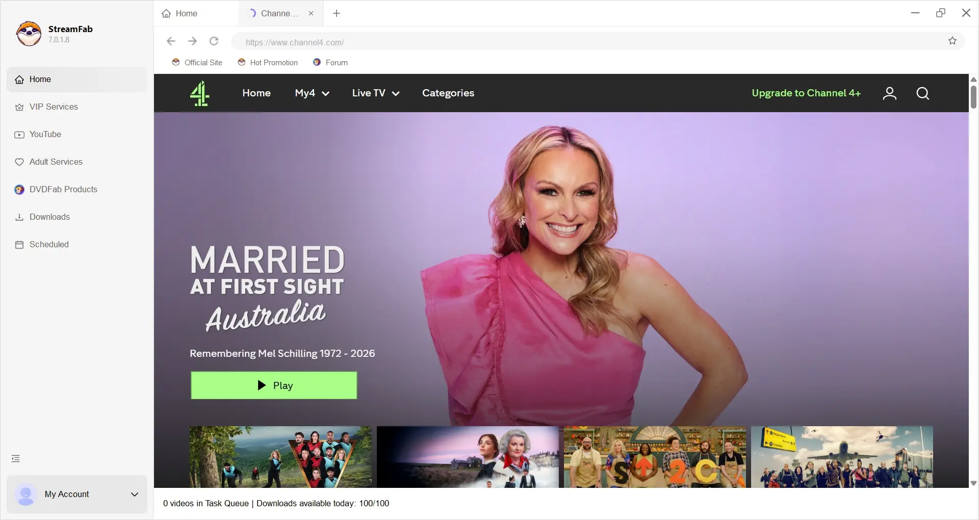 How to download Channel 4 video on laptop with StreamFab: step 3