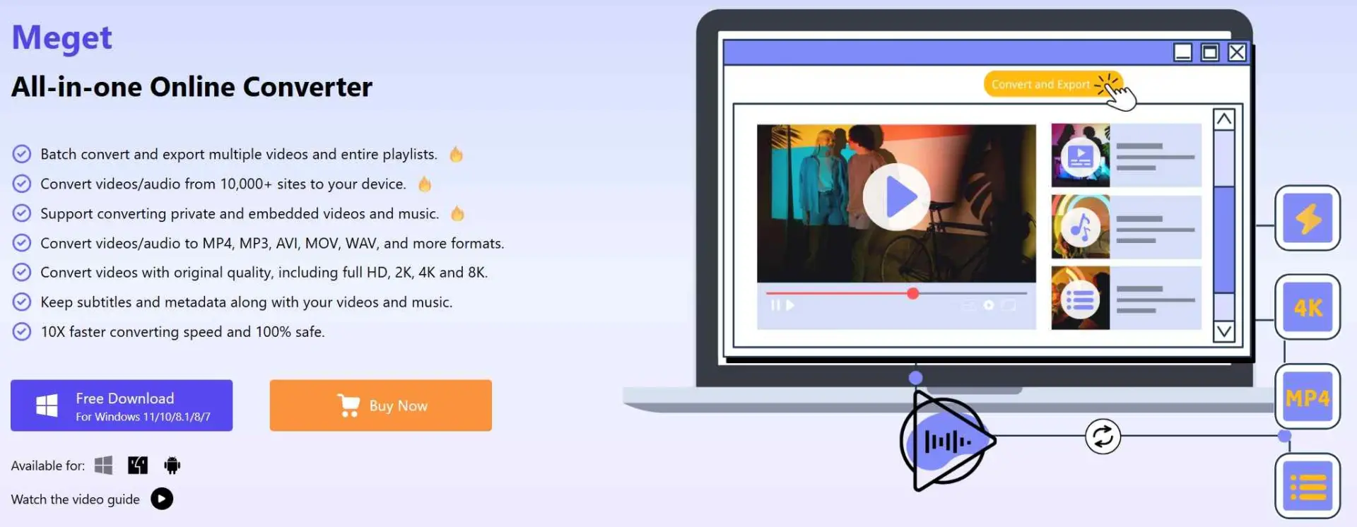 Meget batch downloader with format and subtitle options