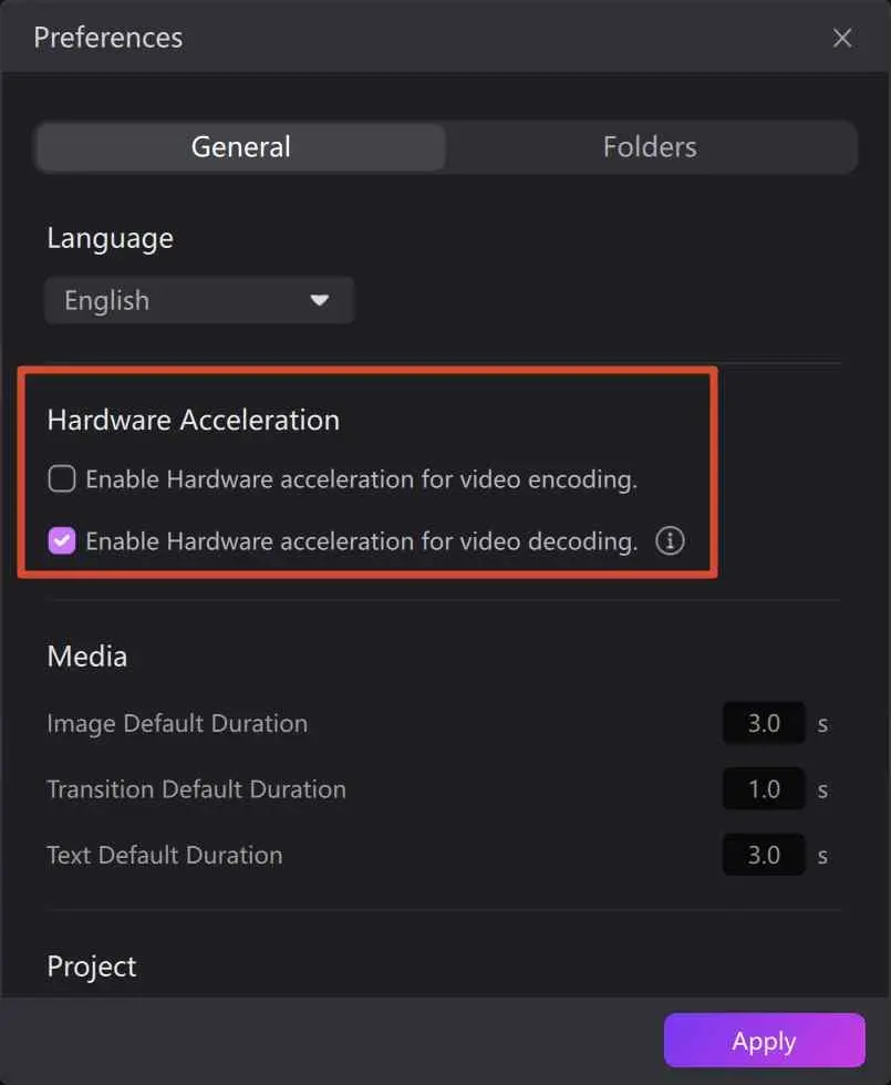 HitPaw Univd hardware acceleration setting for conversion troubleshooting