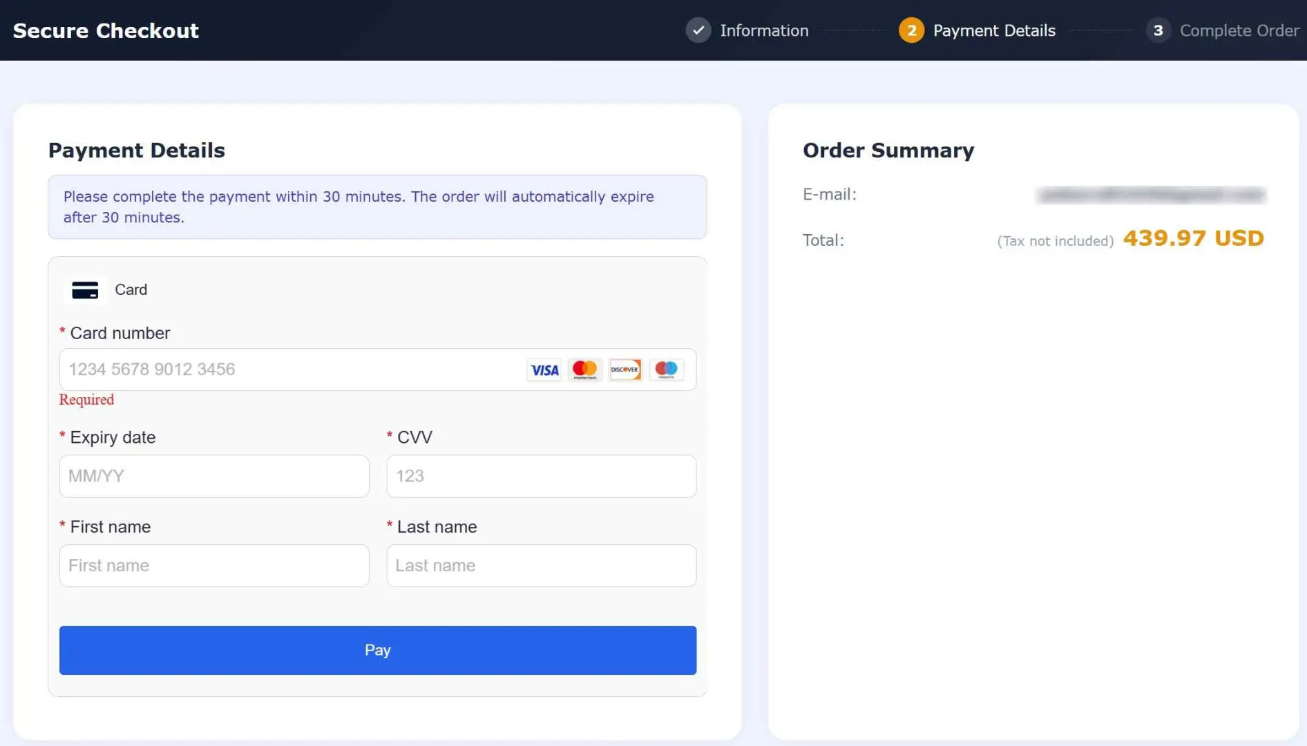 Pantalla de selección de método de pago en StreamFab: tarjeta, PayPal y Link