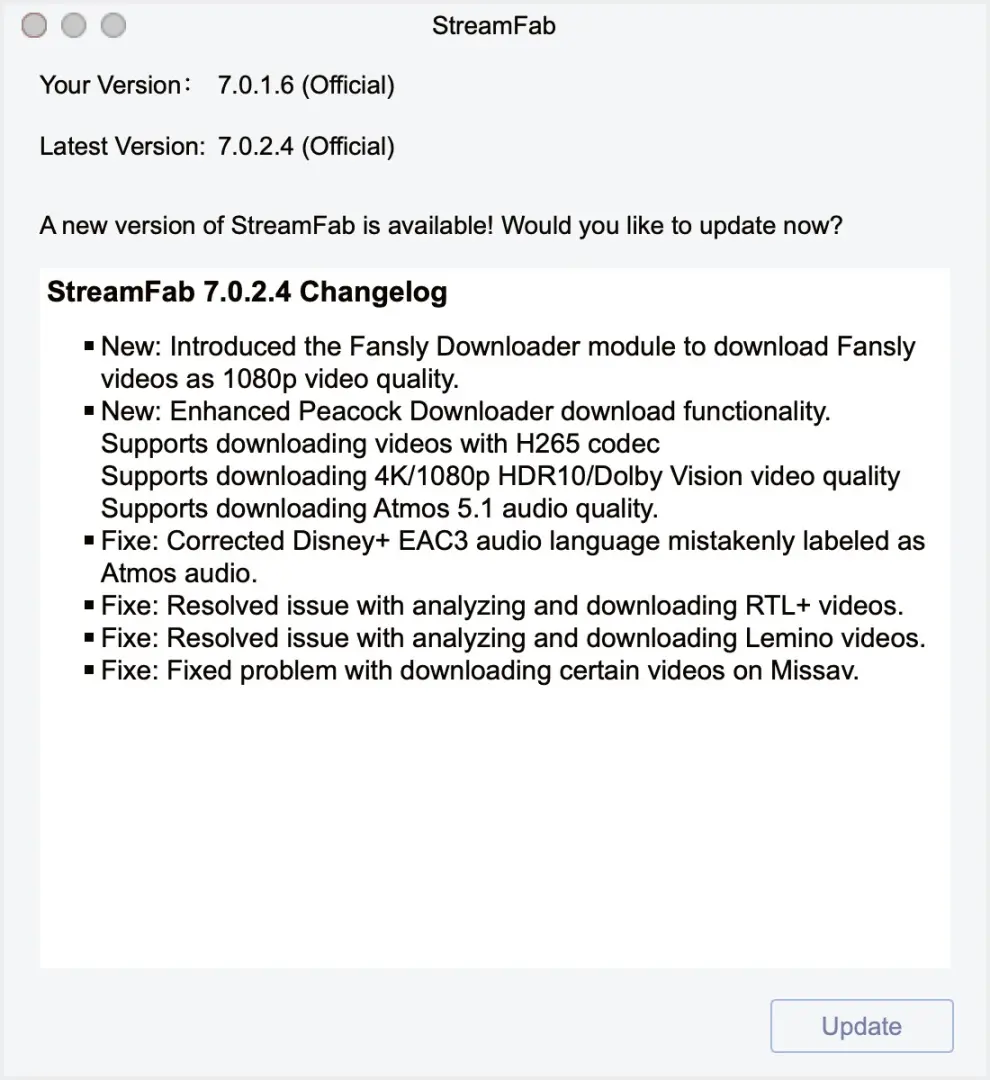 StreamFab updates