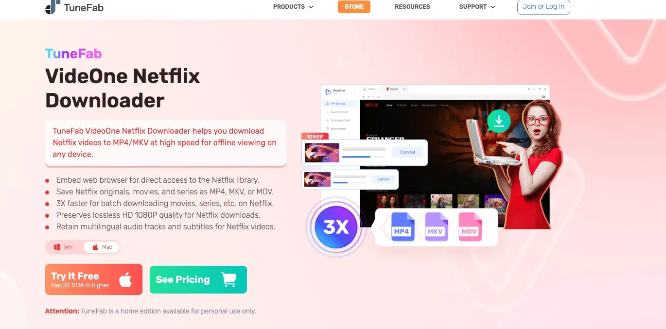 TuneFab Netflix Downloader title screen for selecting a Netflix download