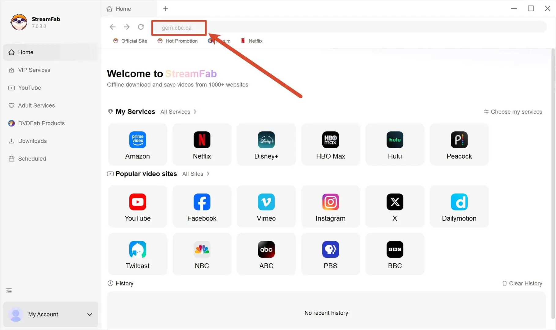 Fehler beim Laden von m3u8 durch Herunterladen mit dem Streamfab DRM m3u8 Downloader Schritt 1