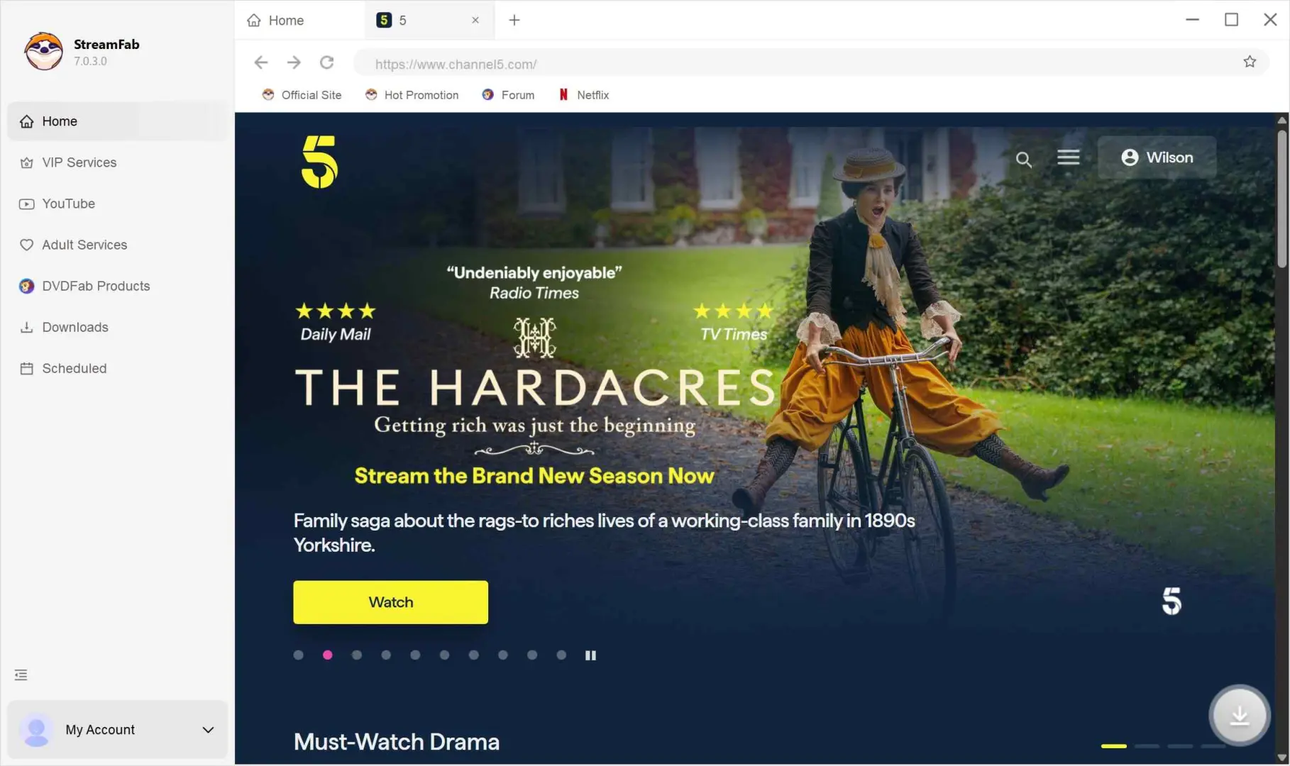 a step-by-step guide to download from channel 5 with streamfab: step 2