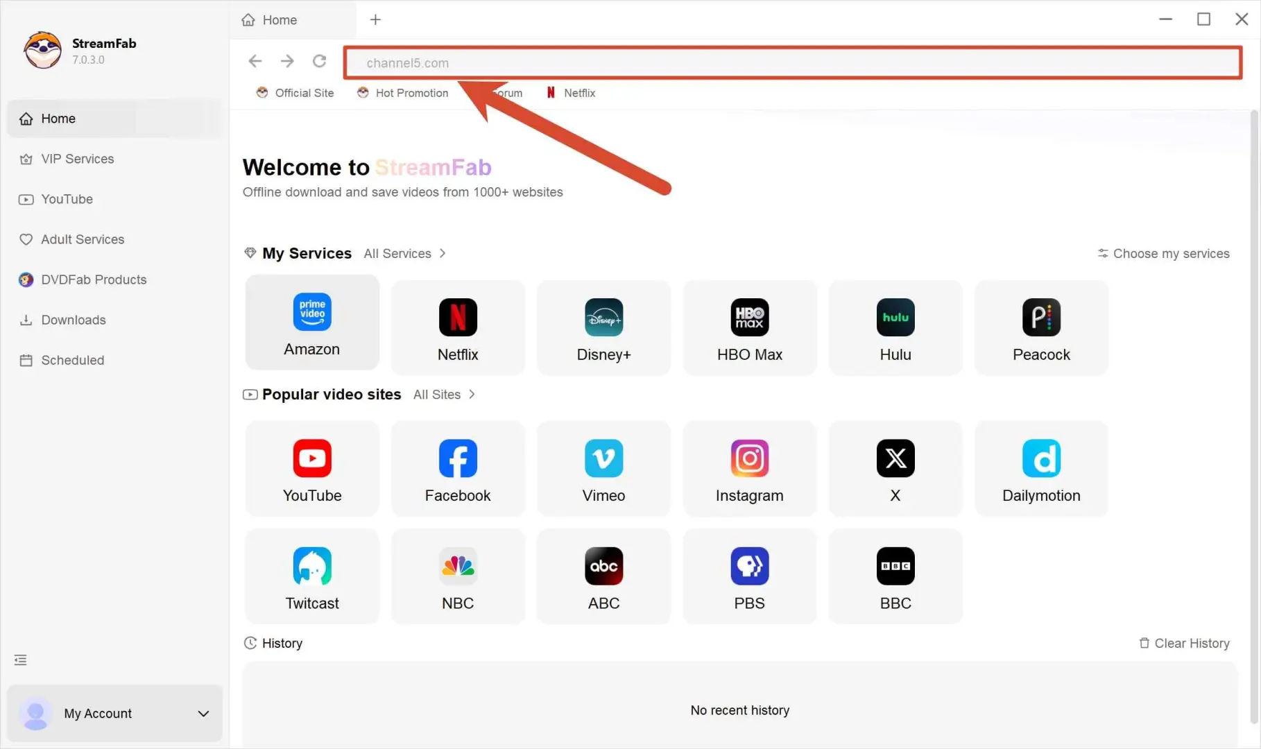 a step-by-step guide to download from channel 5 with streamfab: step 1