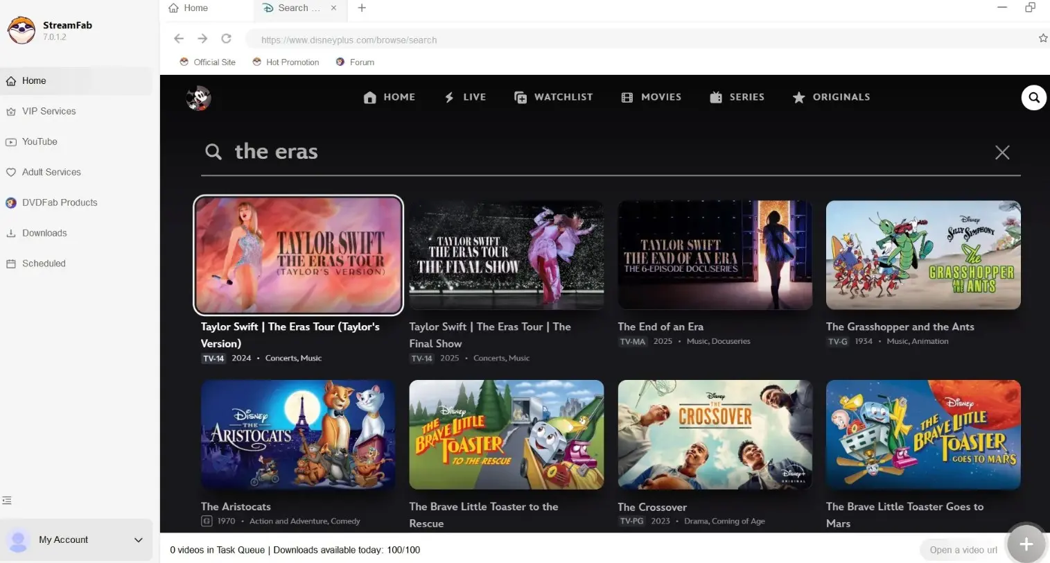 StreamFab download dialog showing 4K resolution option selected for a Disney+ title