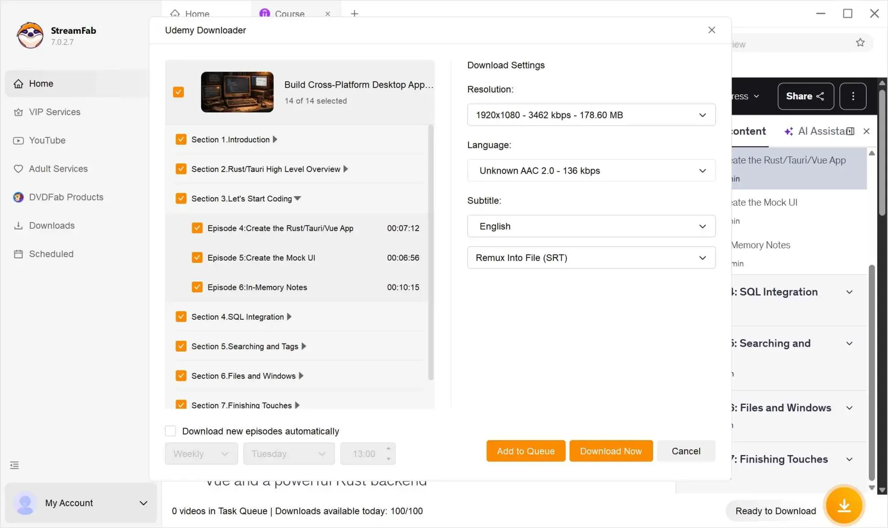how to download udemy videos with streamfab video downloader step 2