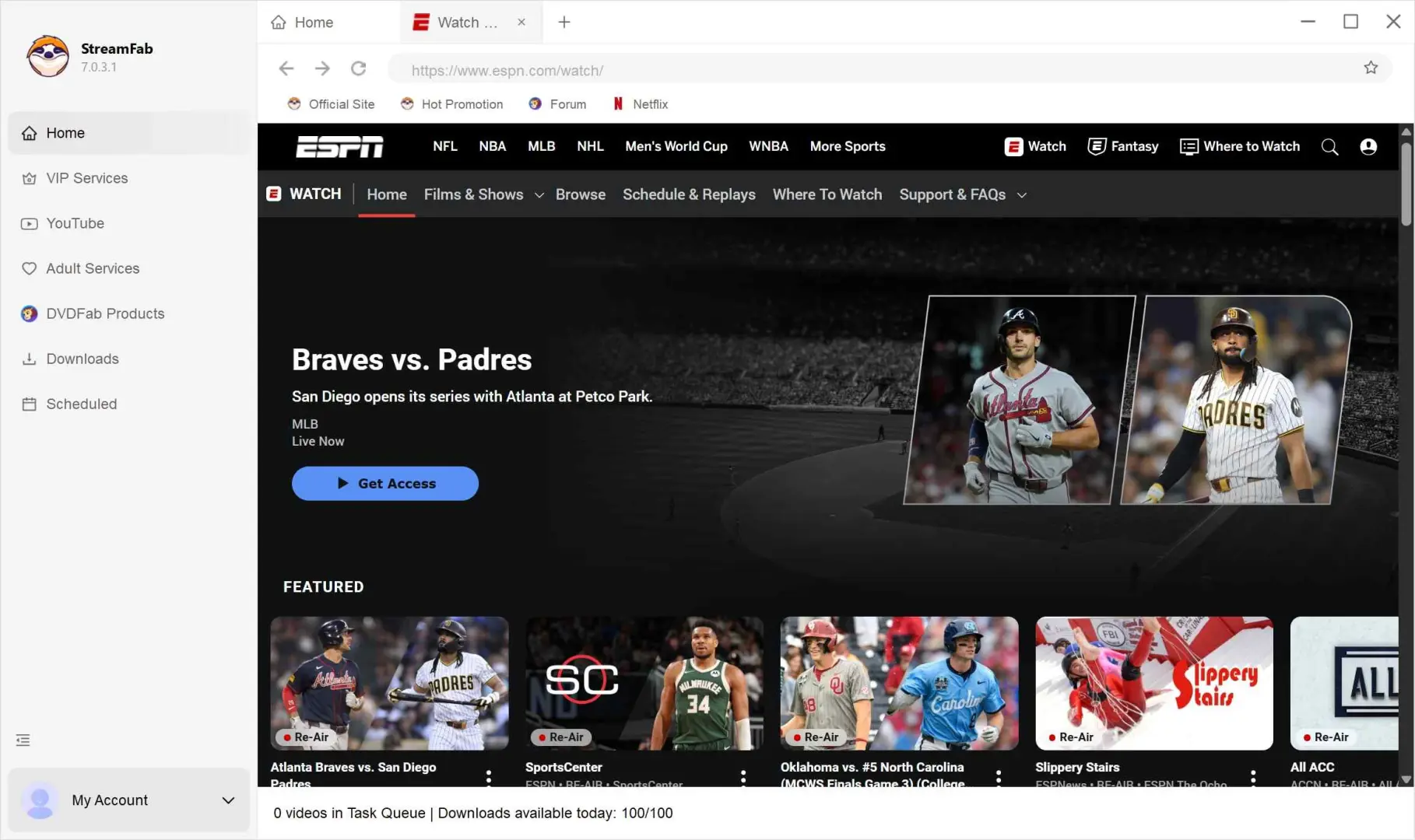 espn on directv: how to save espn videos offline with streamfab espn plus downloader step 3