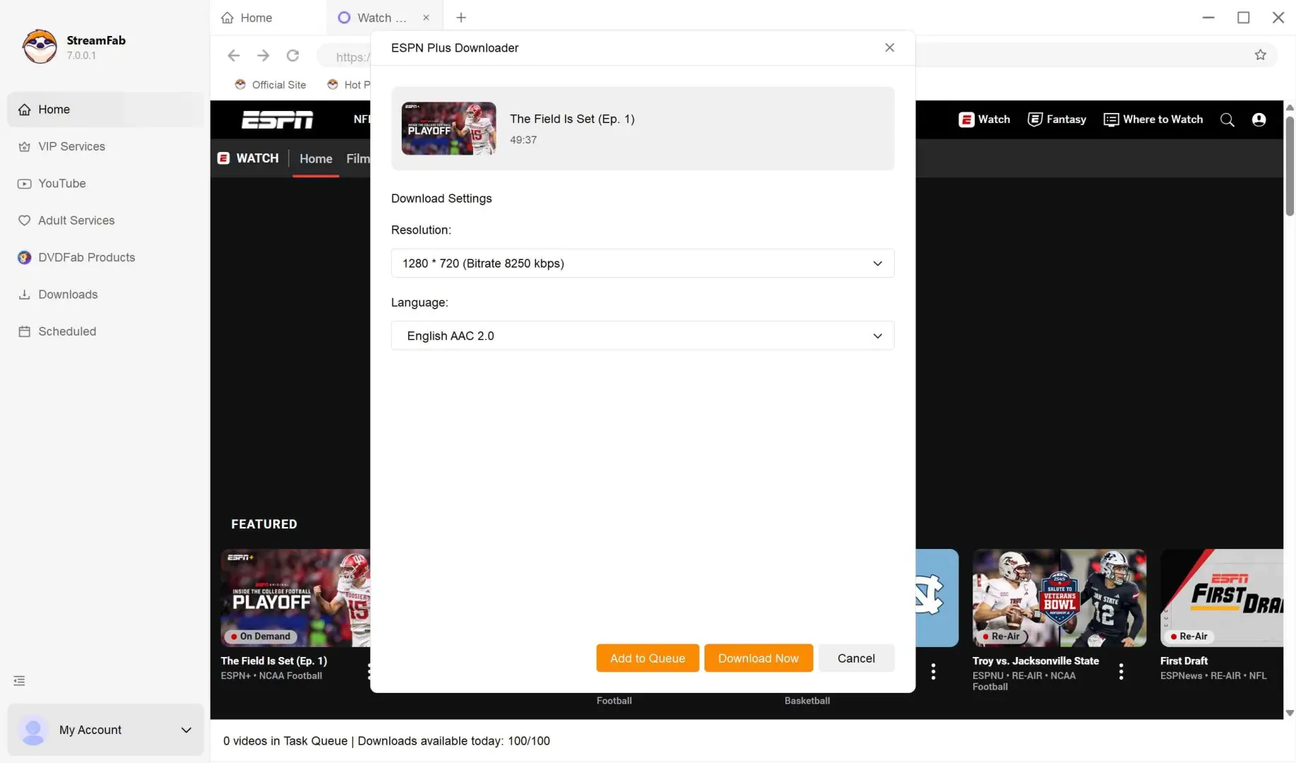 espn on directv: how to save espn videos offline with streamfab espn plus downloader step 4