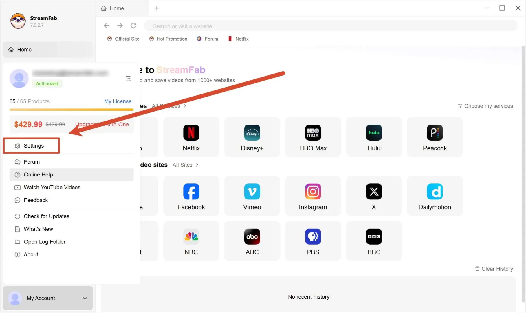 Paramètres de sous-titres dans StreamFab