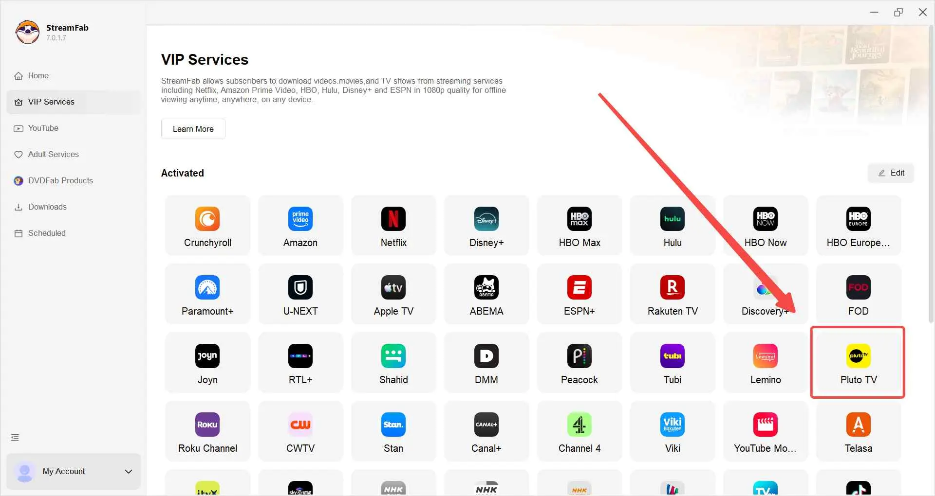 how to download Pluto TV videos via StreamFab