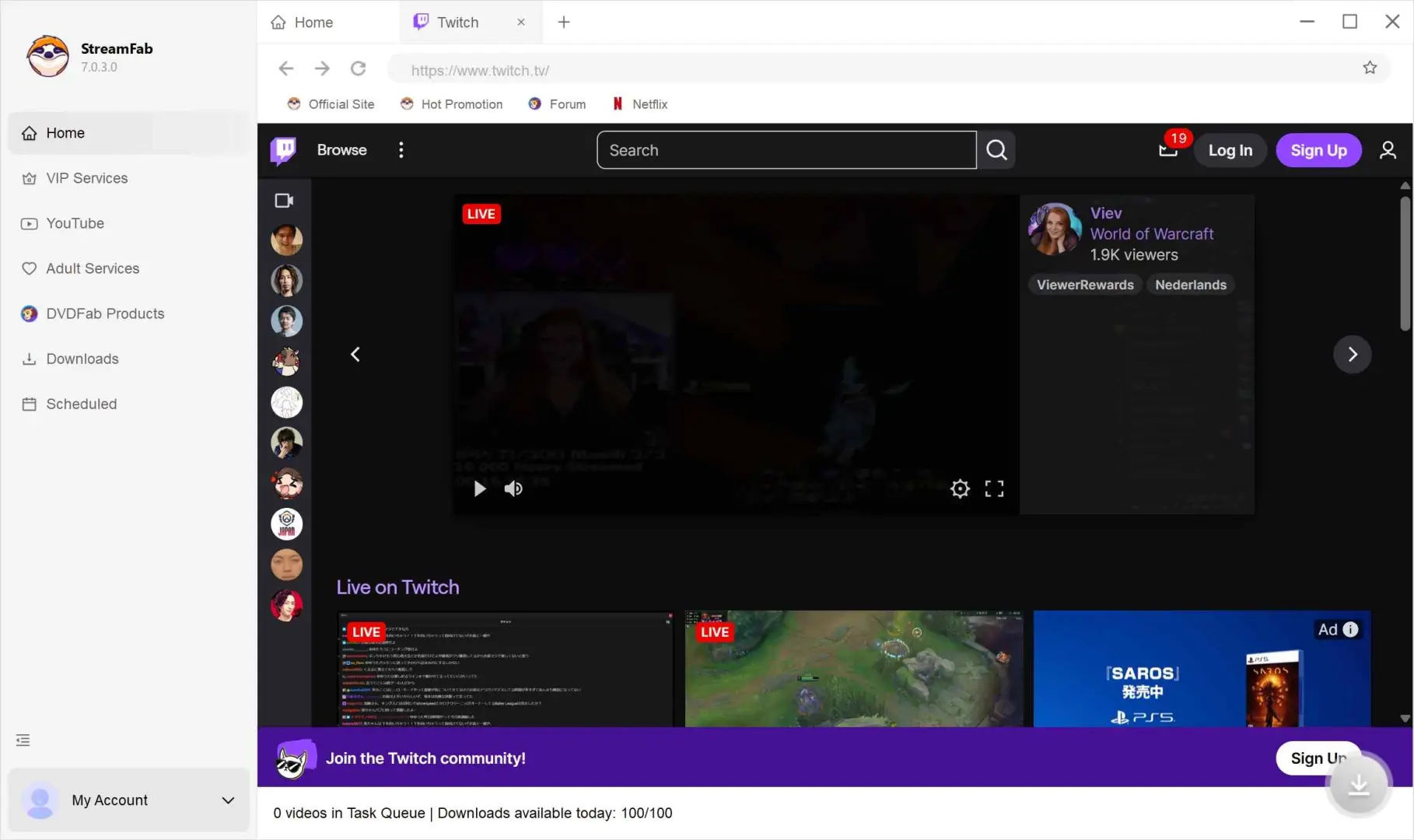how to download twitch videos with streamfab twitch downloader: step 2