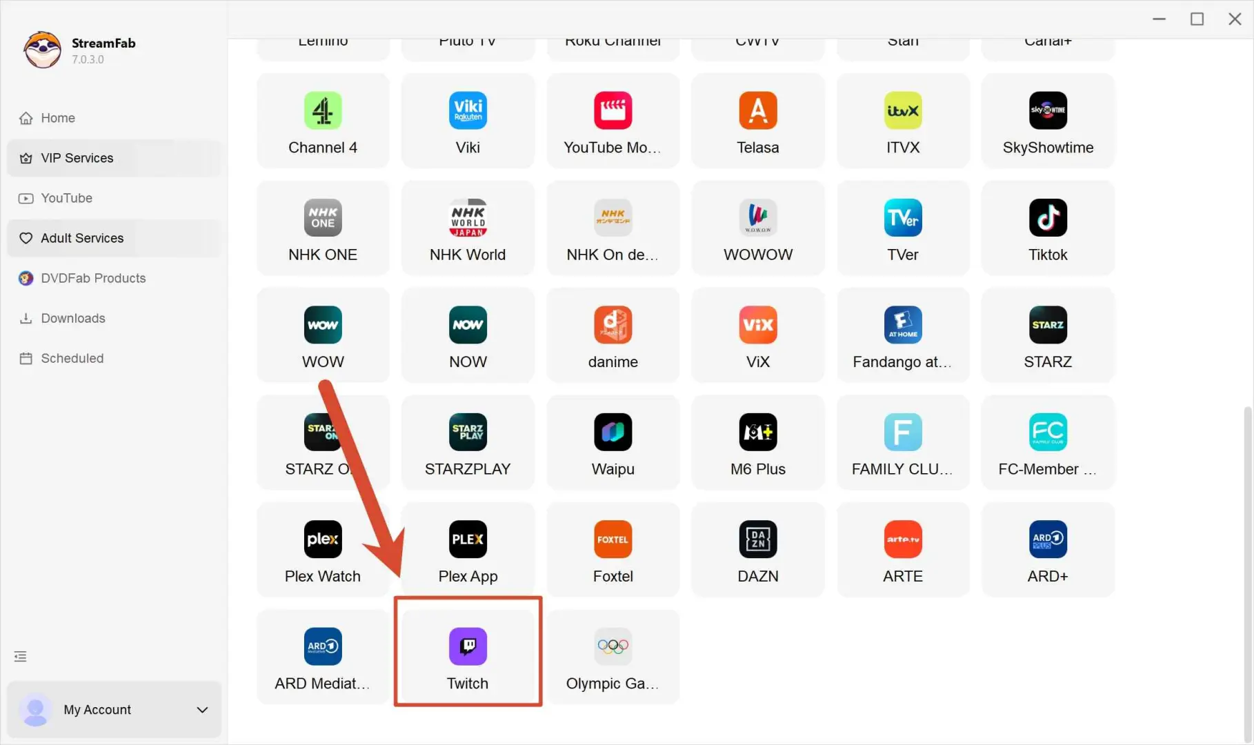how to download twitch videos with streamfab twitch downloader: step 1