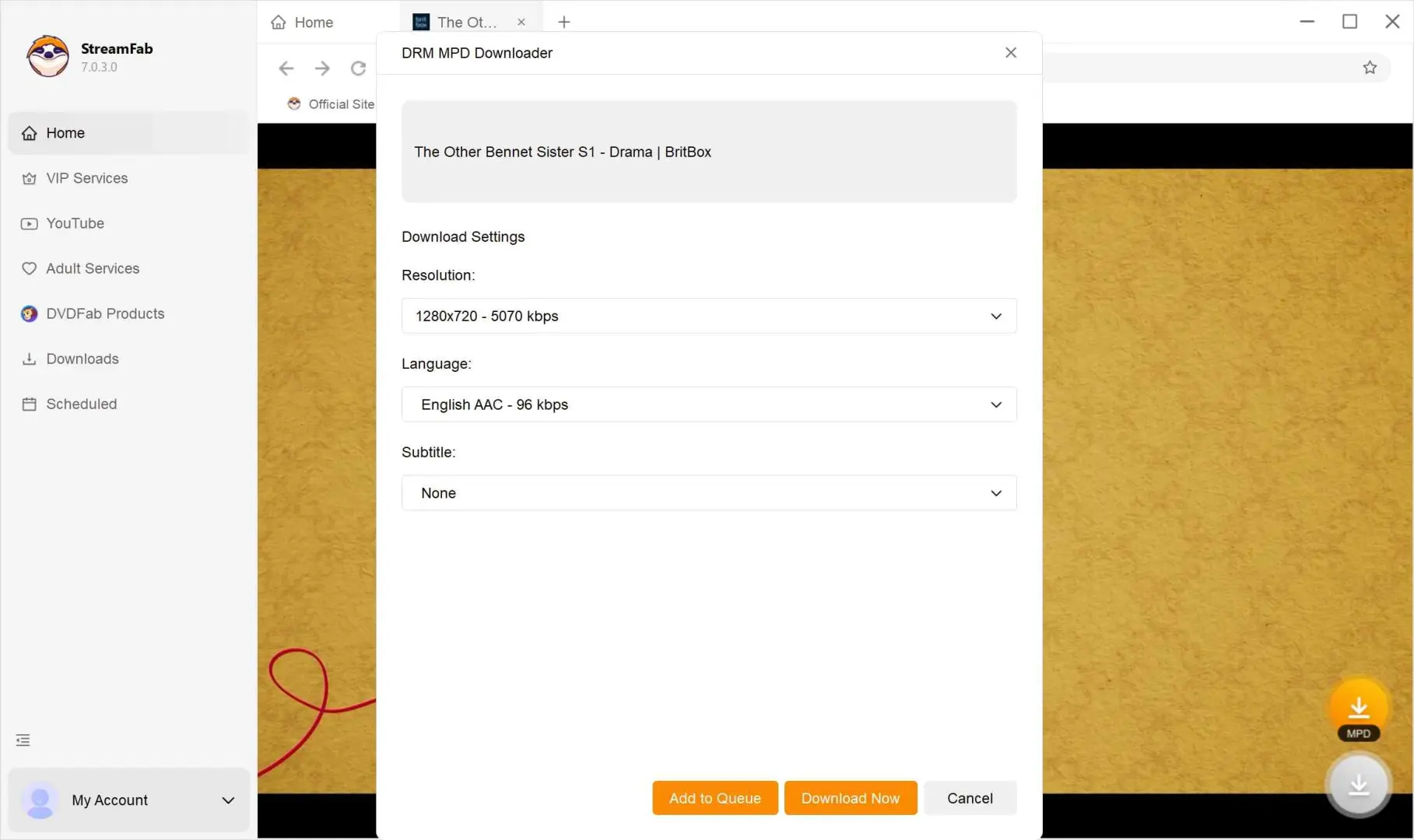 Step-by-step guide to download Britbox shows with StreamFab: step 2