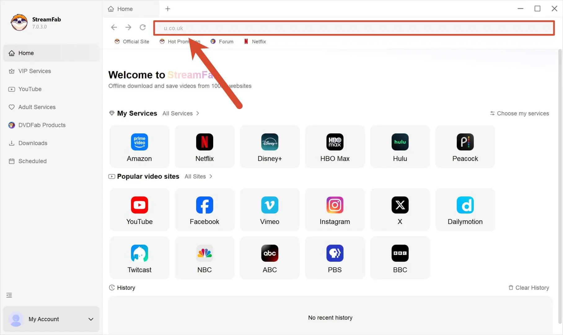download from U via streamfab drm mpd downloader step 1