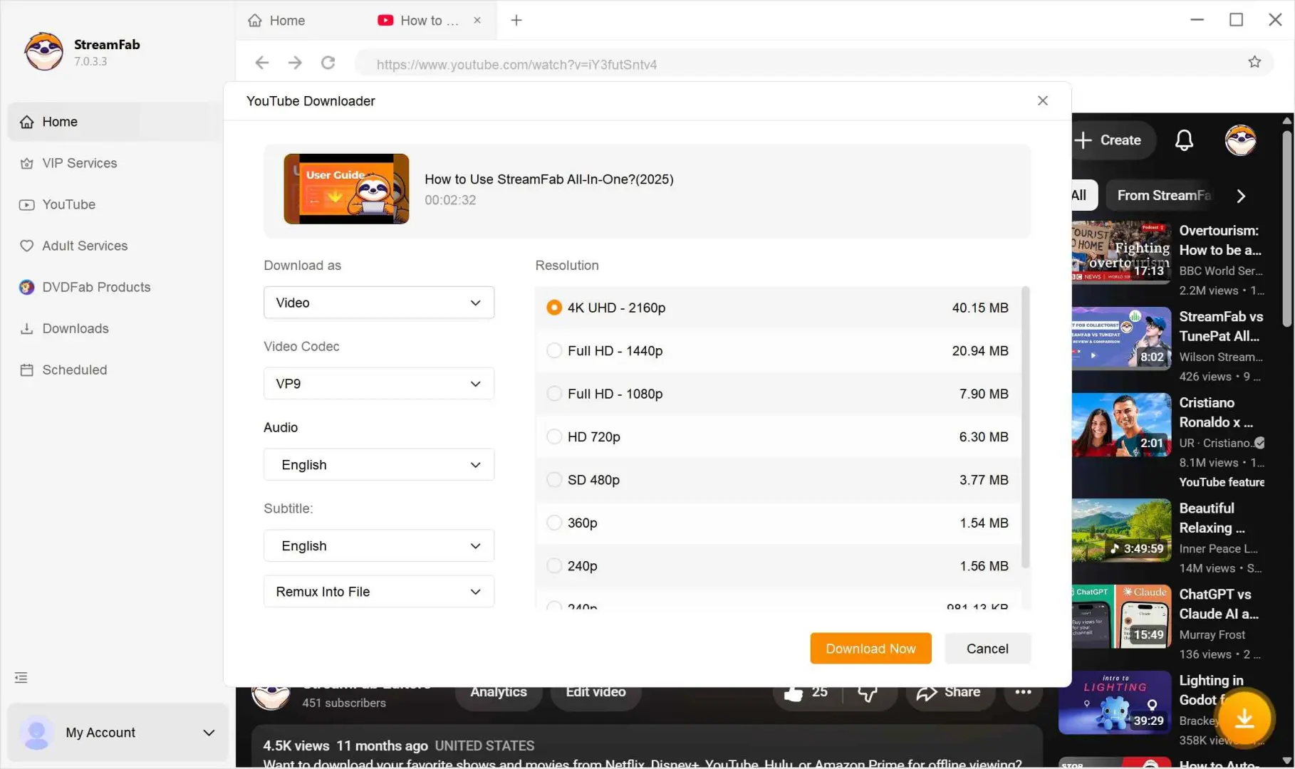 a step instruction of how to use streamfab, the alternative of itubego: step 3