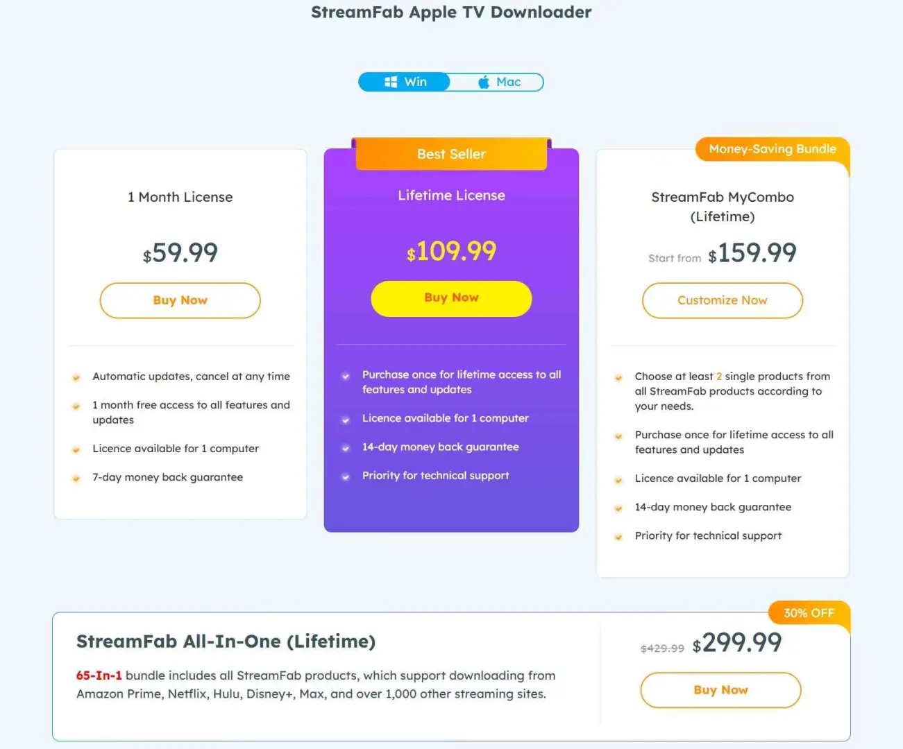 streamfab apple tv downloader review: pricing plans
