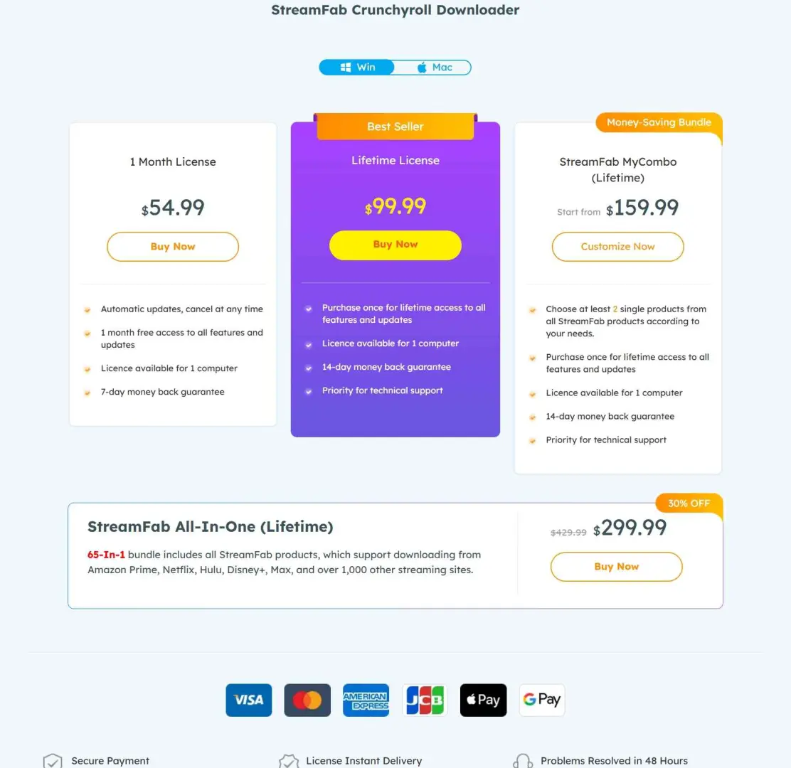 streamfab crunchyroll downloader review: pricing plans