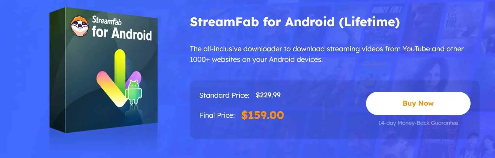 Interface de l'application StreamFab pour Android
