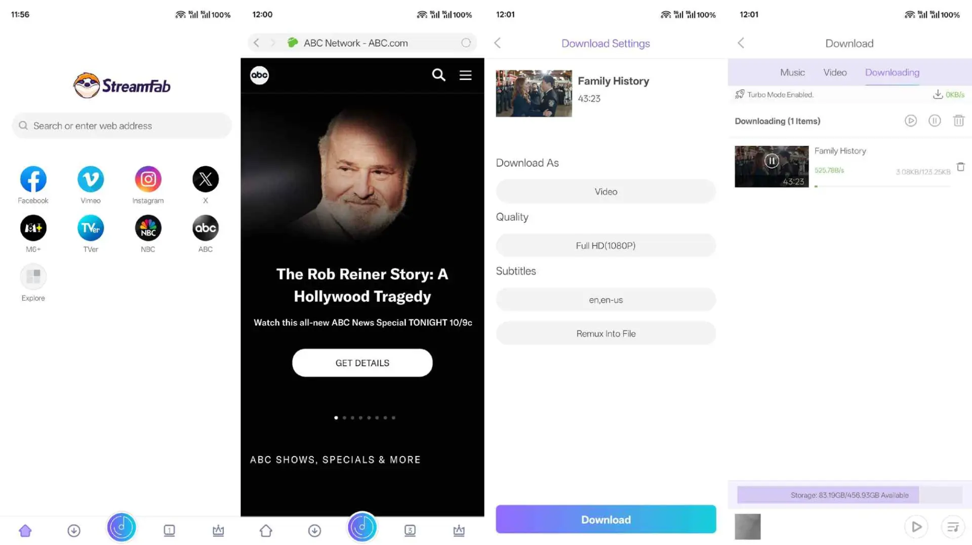 Étapes de téléchargement avec StreamFab pour Android
