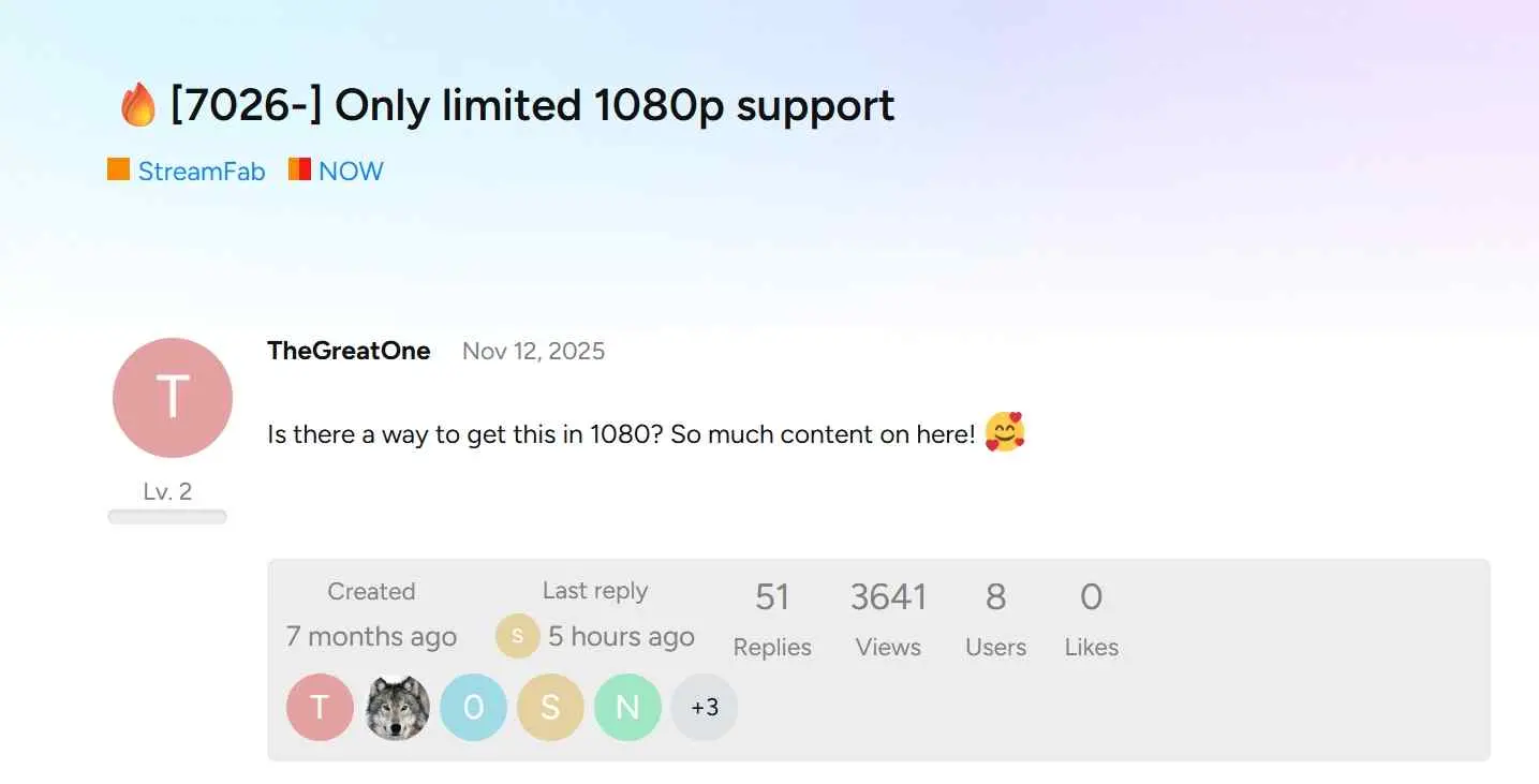 StreamFab forum thread showing users reporting issues after the latest update