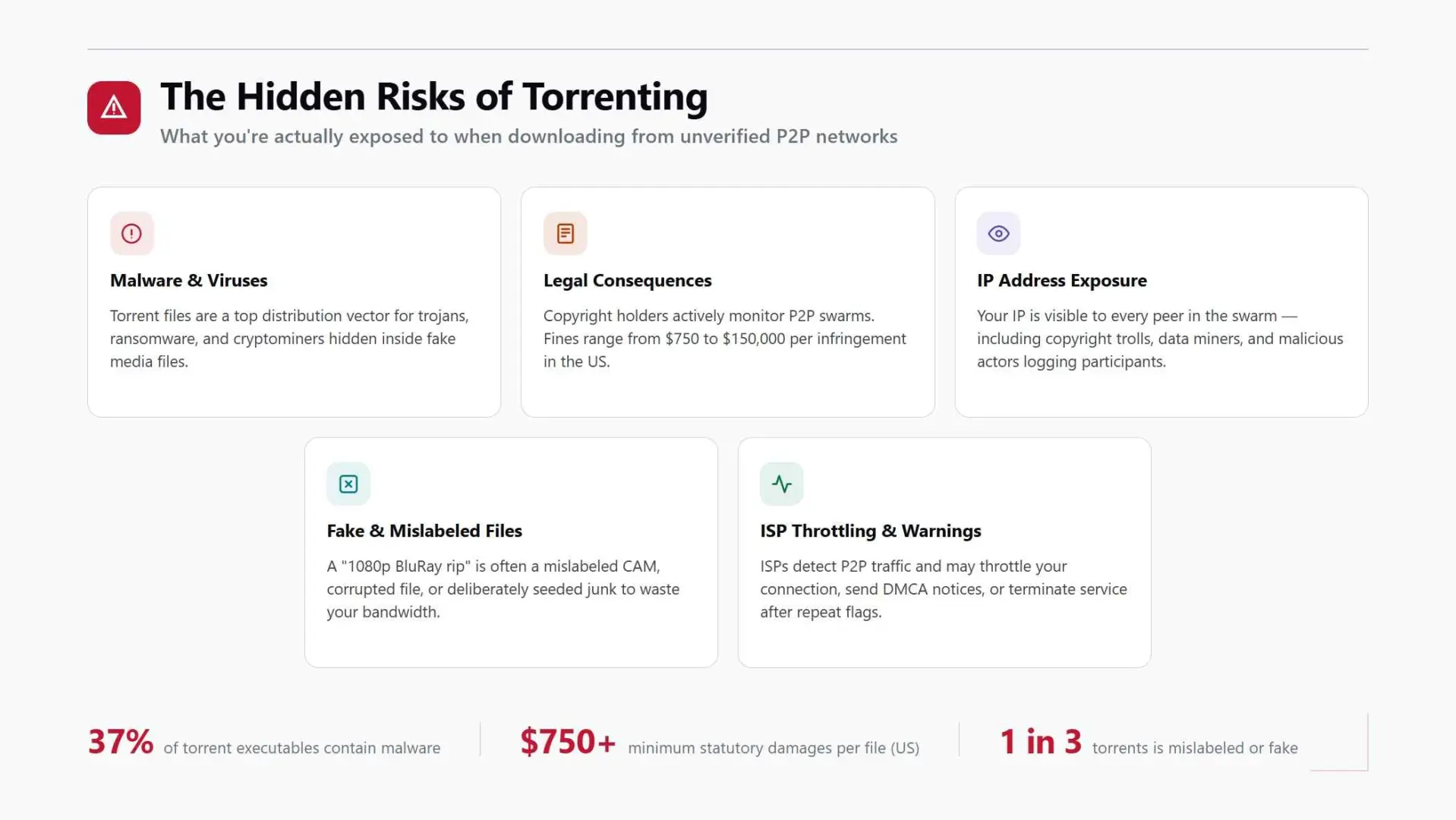 a overview board of the hidden risks of torrenting
