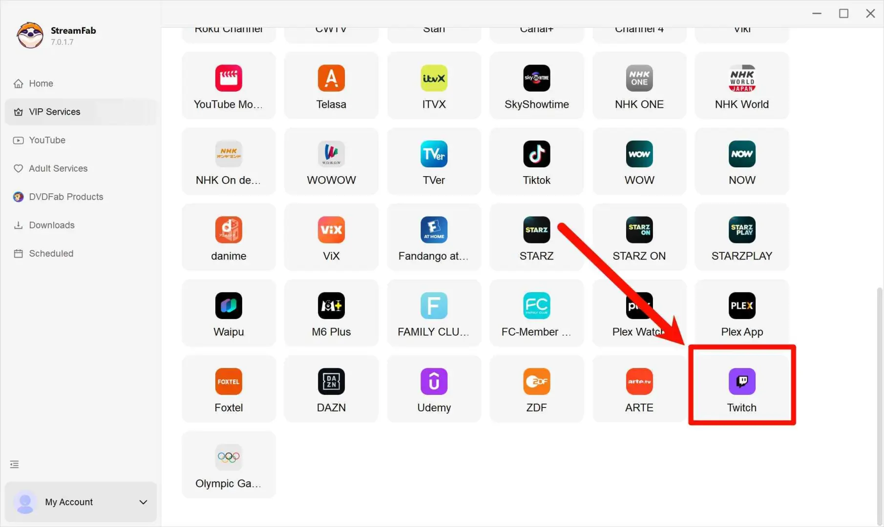 how to download twitch videos with streamfab twitch downloader: step 1