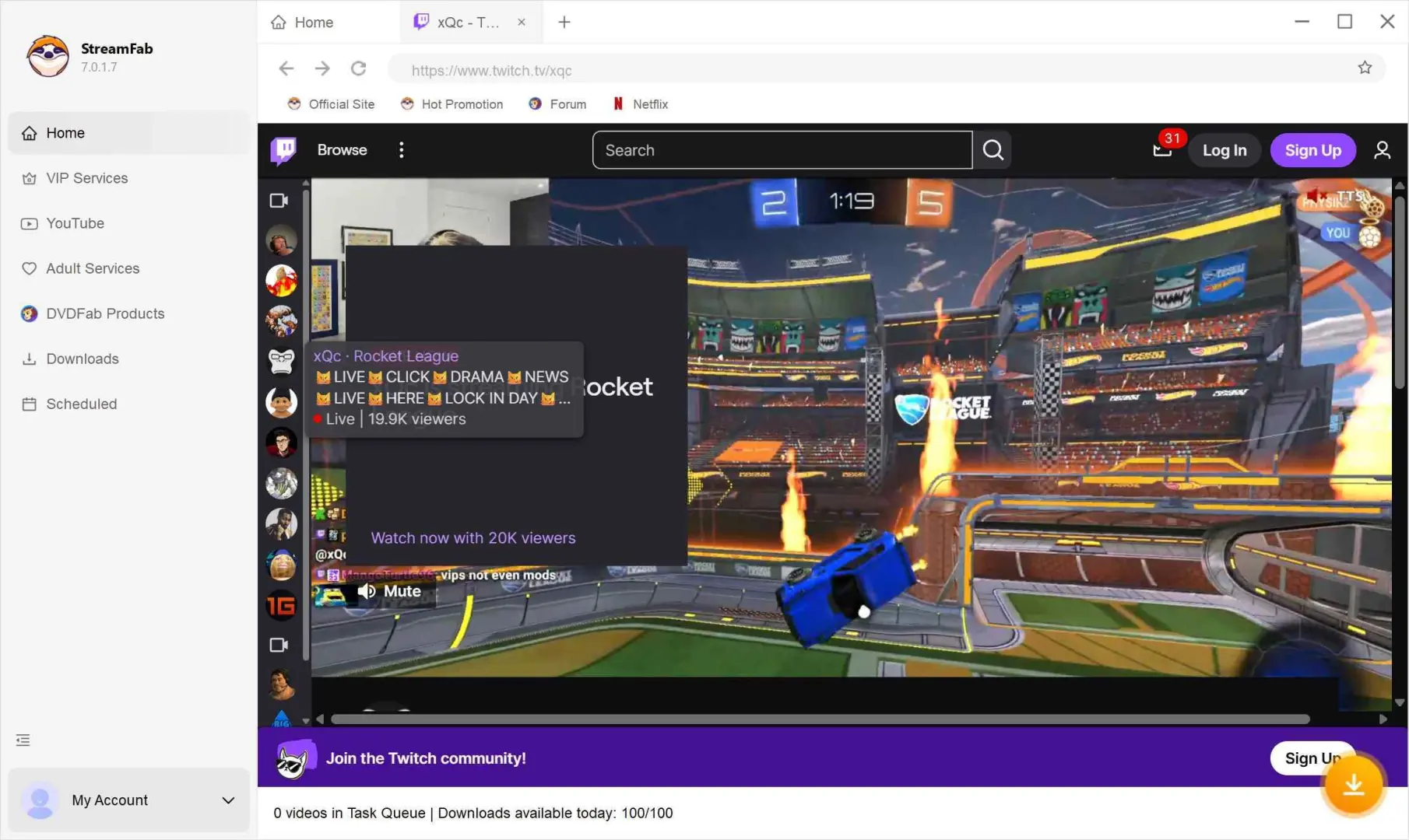 how to download twitch videos with streamfab twitch downloader: step 2